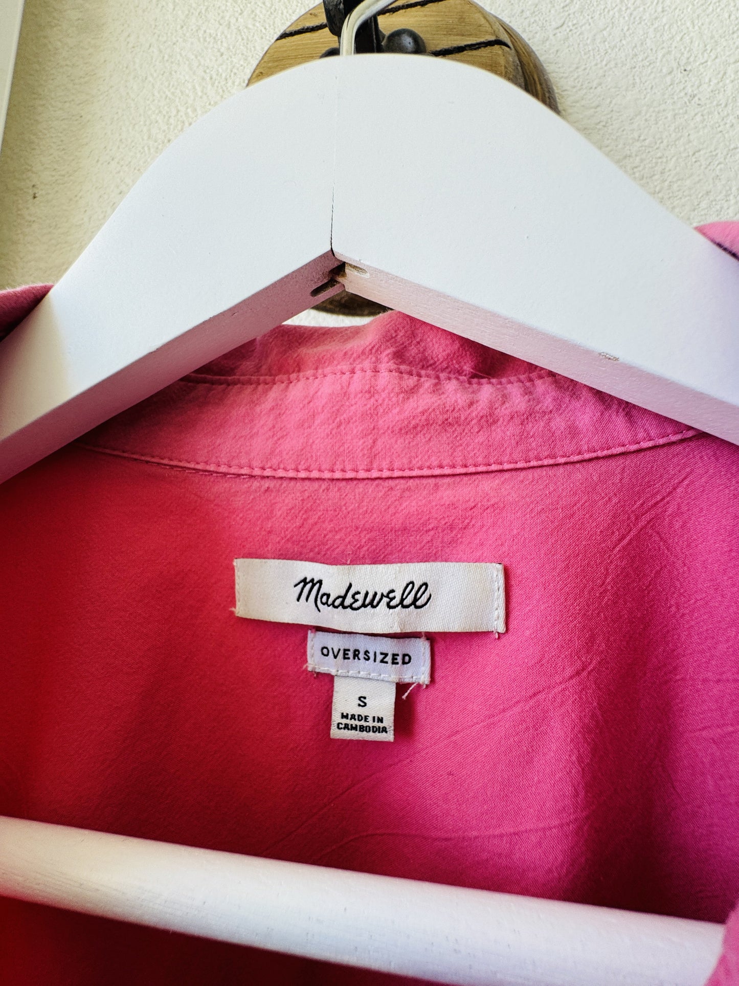 Madewell Oversized Button-Down Shirt Pink Size S