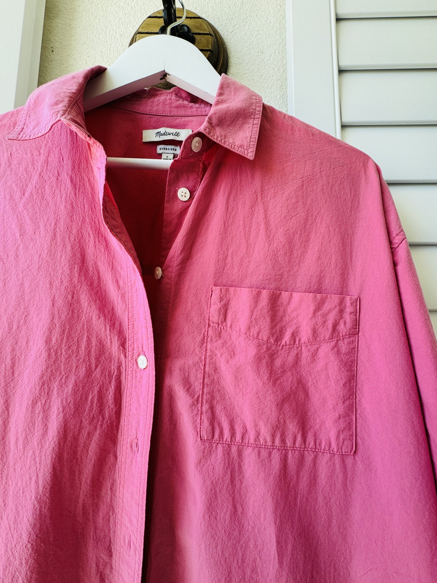 Madewell Oversized Button-Down Shirt Pink Size S