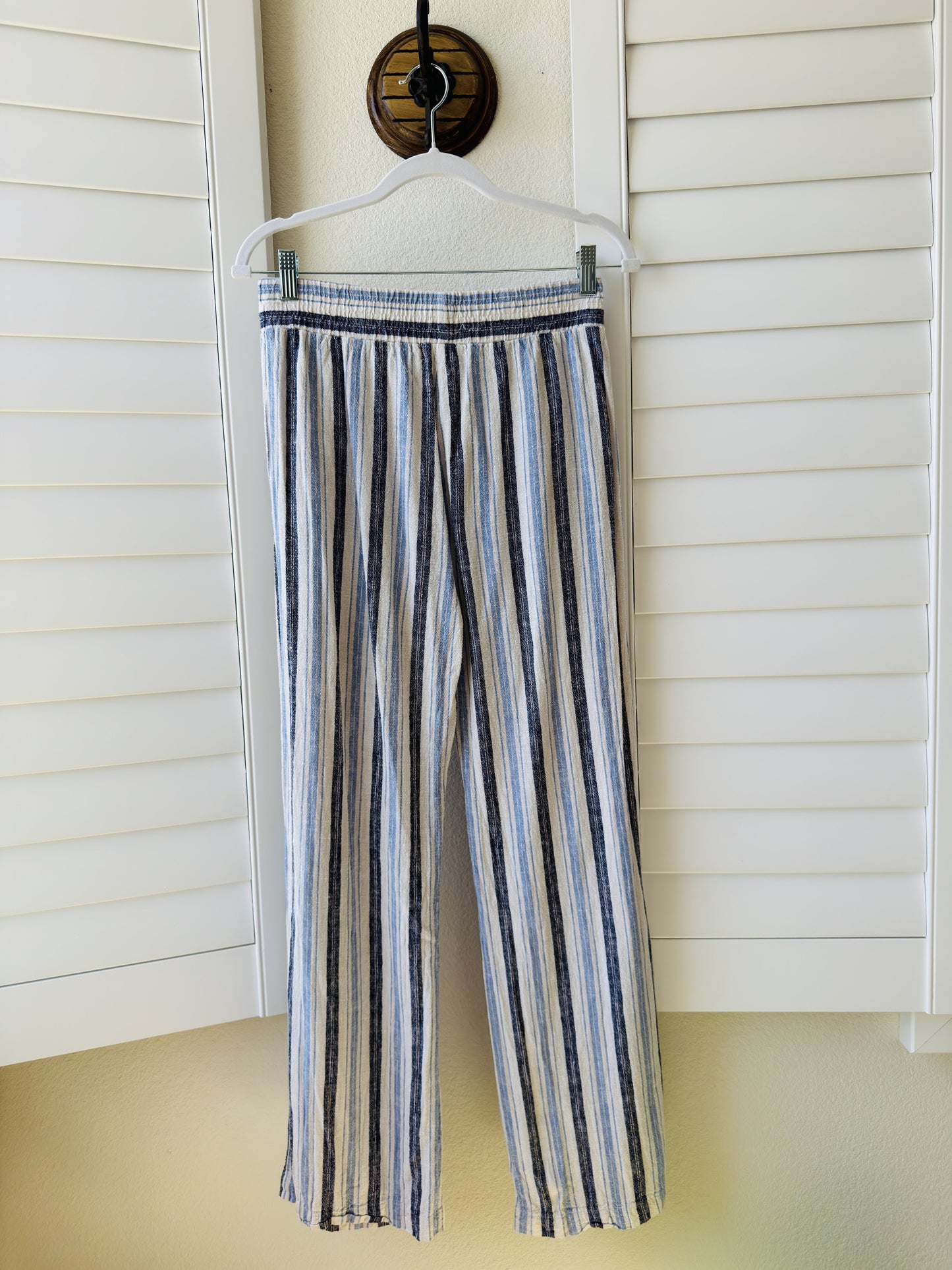 Supply & Demand Blue Striped Linen Blend Wide Leg Pants Size M