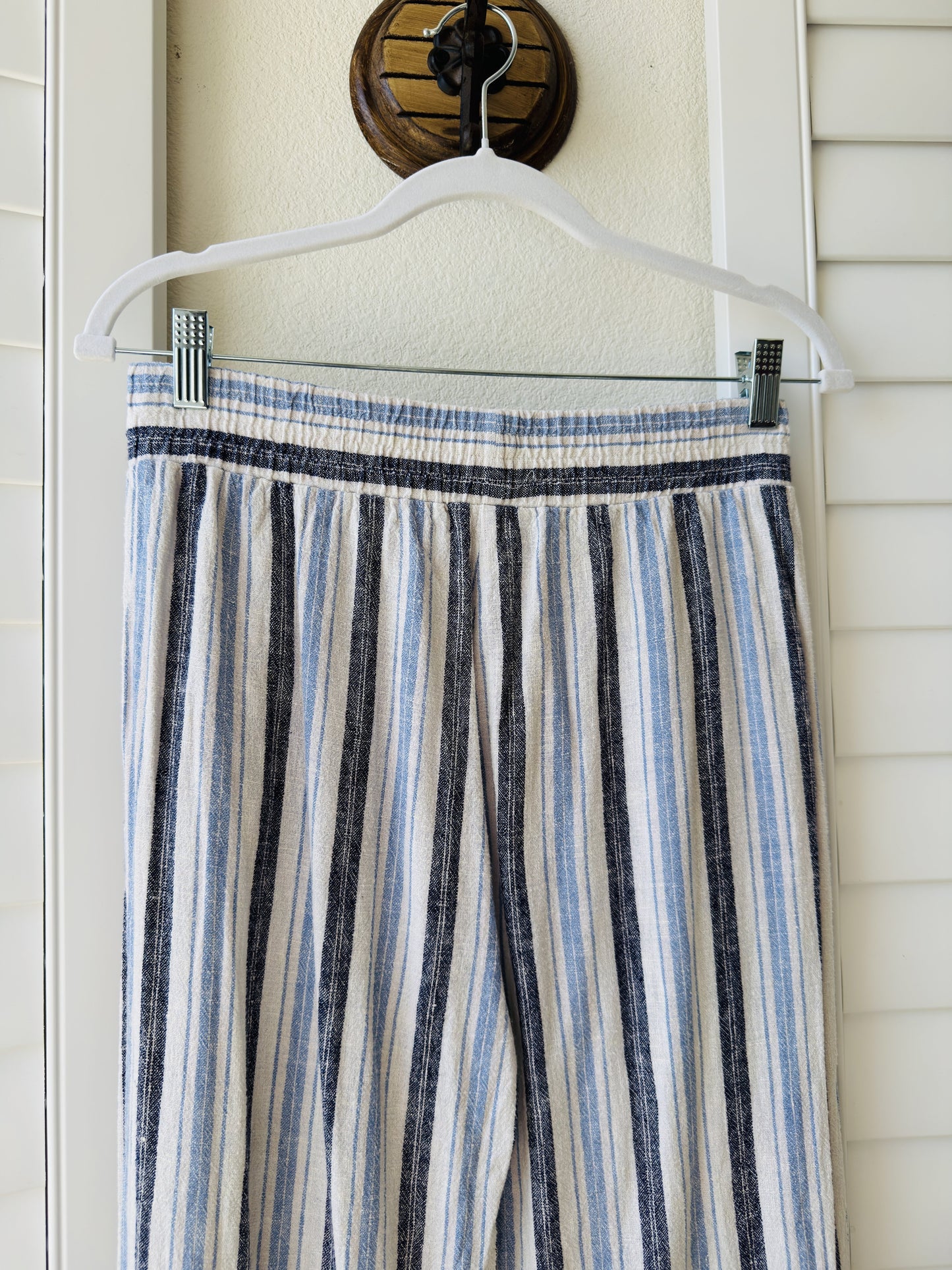 Supply & Demand Blue Striped Linen Blend Wide Leg Pants Size M