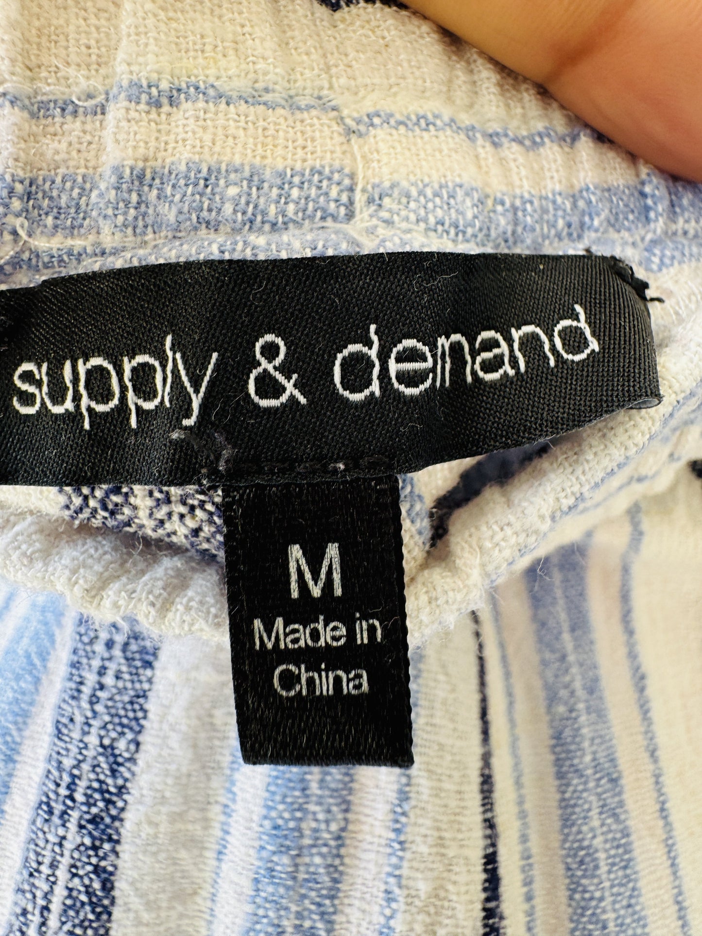 Supply & Demand Blue Striped Linen Blend Wide Leg Pants Size M