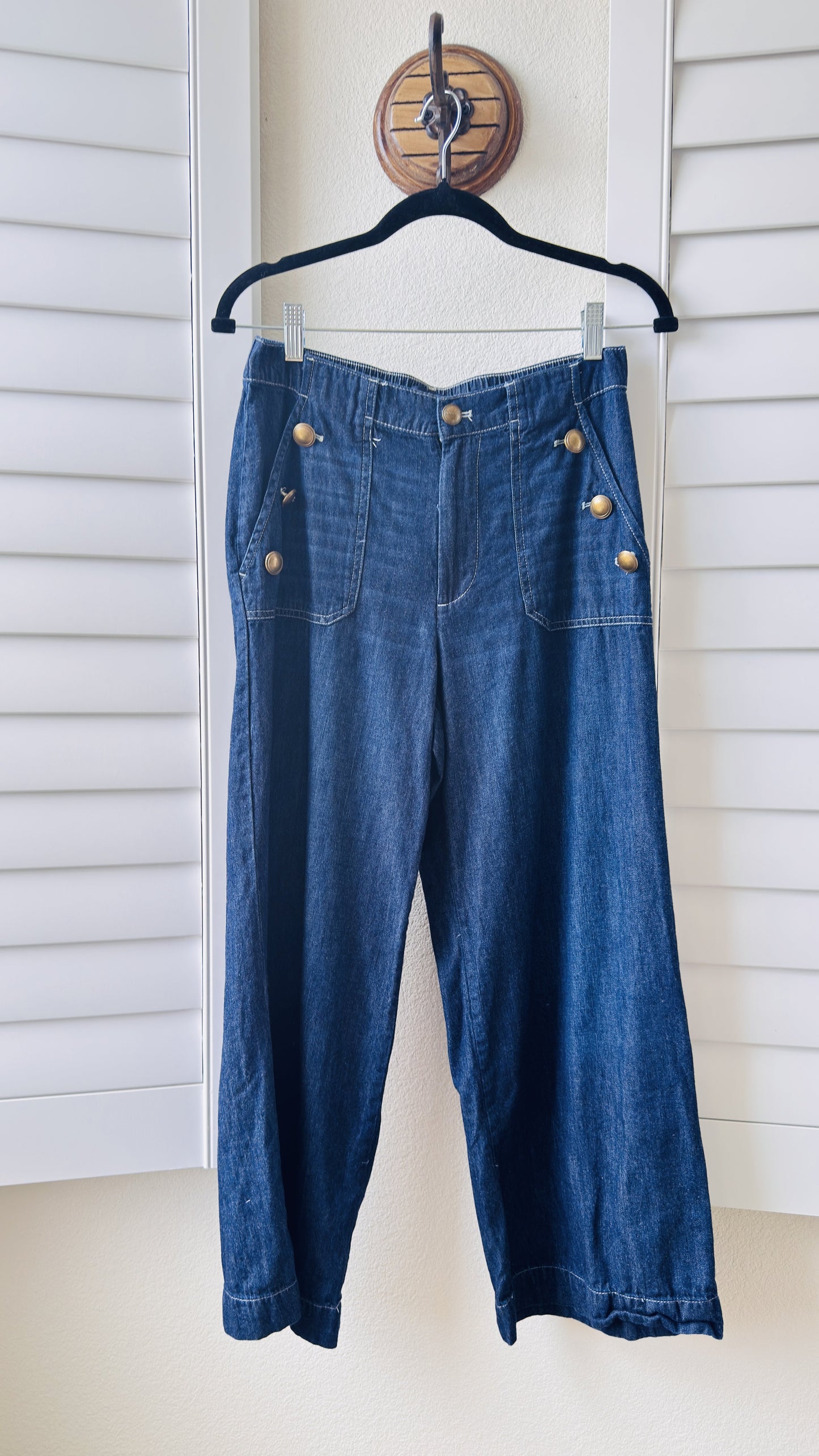 Nautica Jeans Sailor Button Wide Leg Crop Pants Size 6