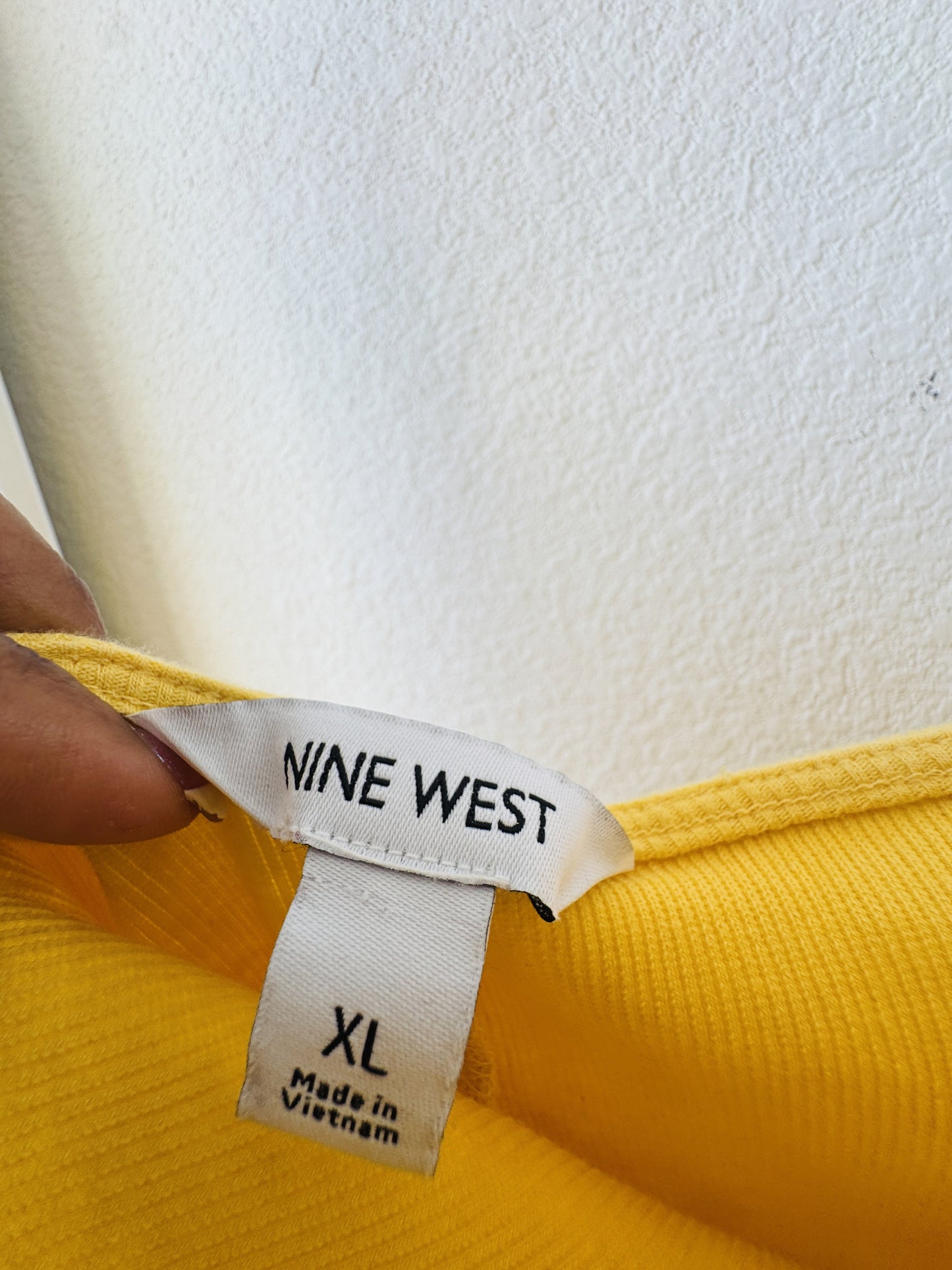 Nine West Yellow One-Shoulder Ribbed Midi Dress - Size XL