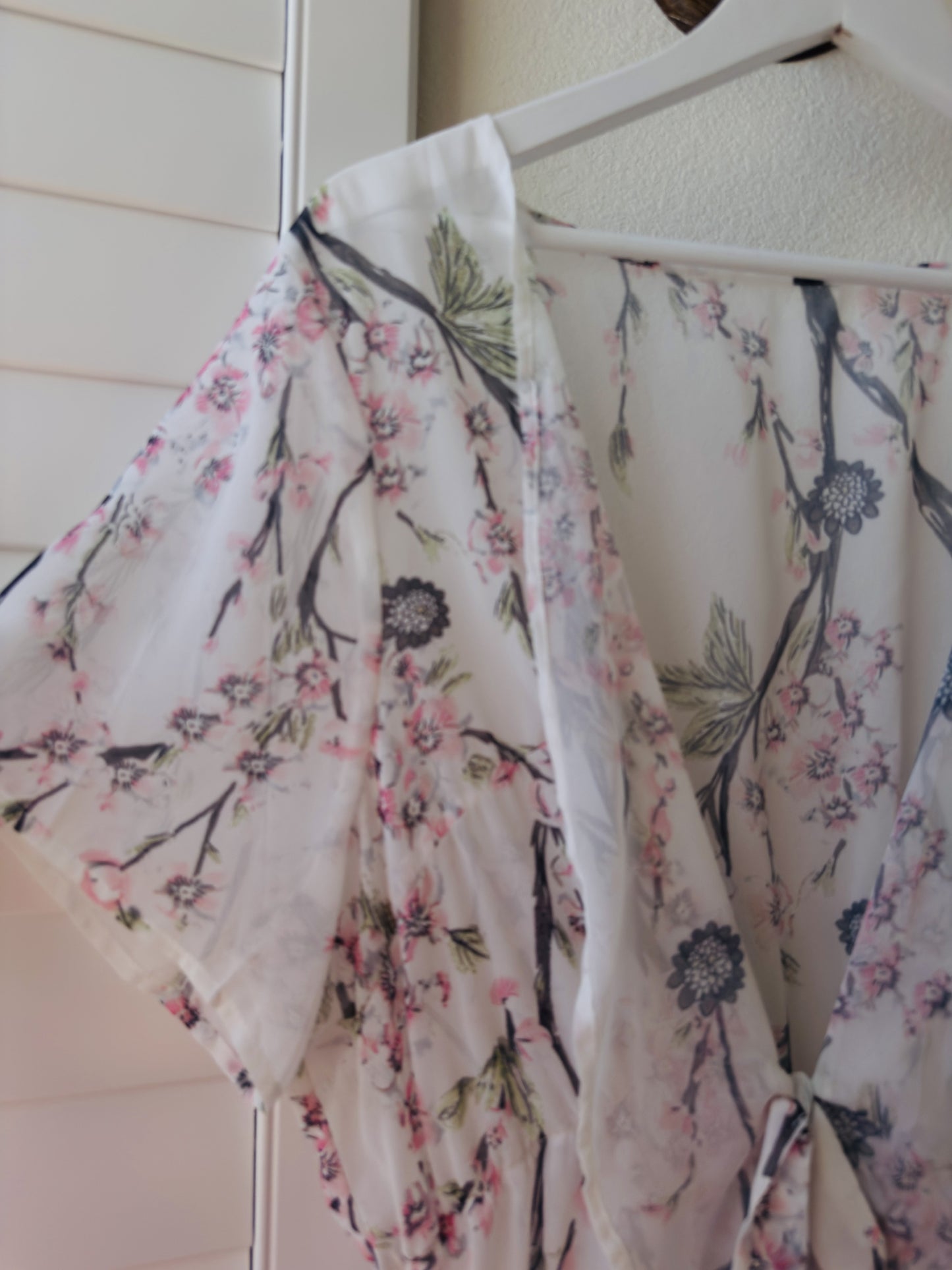Floral Cherry Blossom Sheer Kimono Cardigan Cover-Up - Size OS