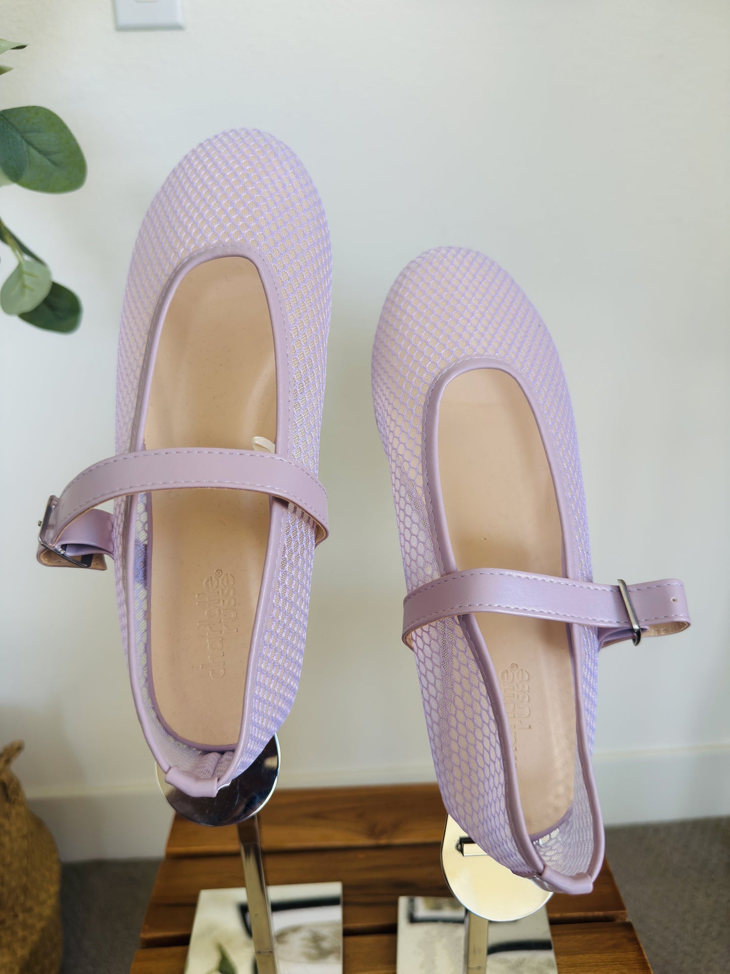Charlotte Russe Lavender Mesh Mary Jane Flats - Size US 7