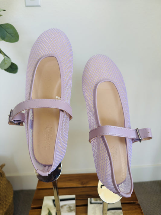 Charlotte Russe Lavender Mesh Mary Jane Flats - Size US 7