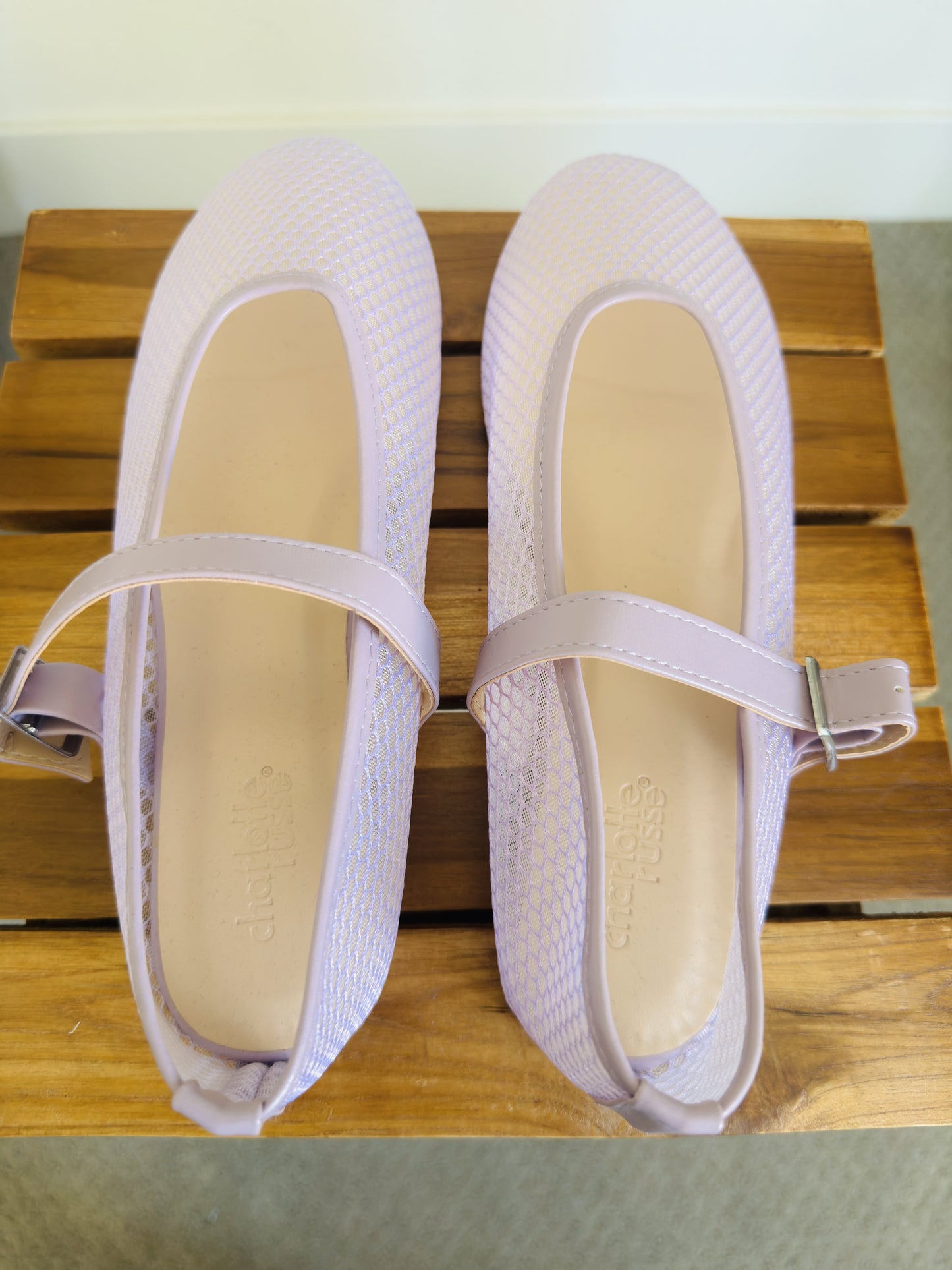 Charlotte Russe Lavender Mesh Mary Jane Flats - Size US 7