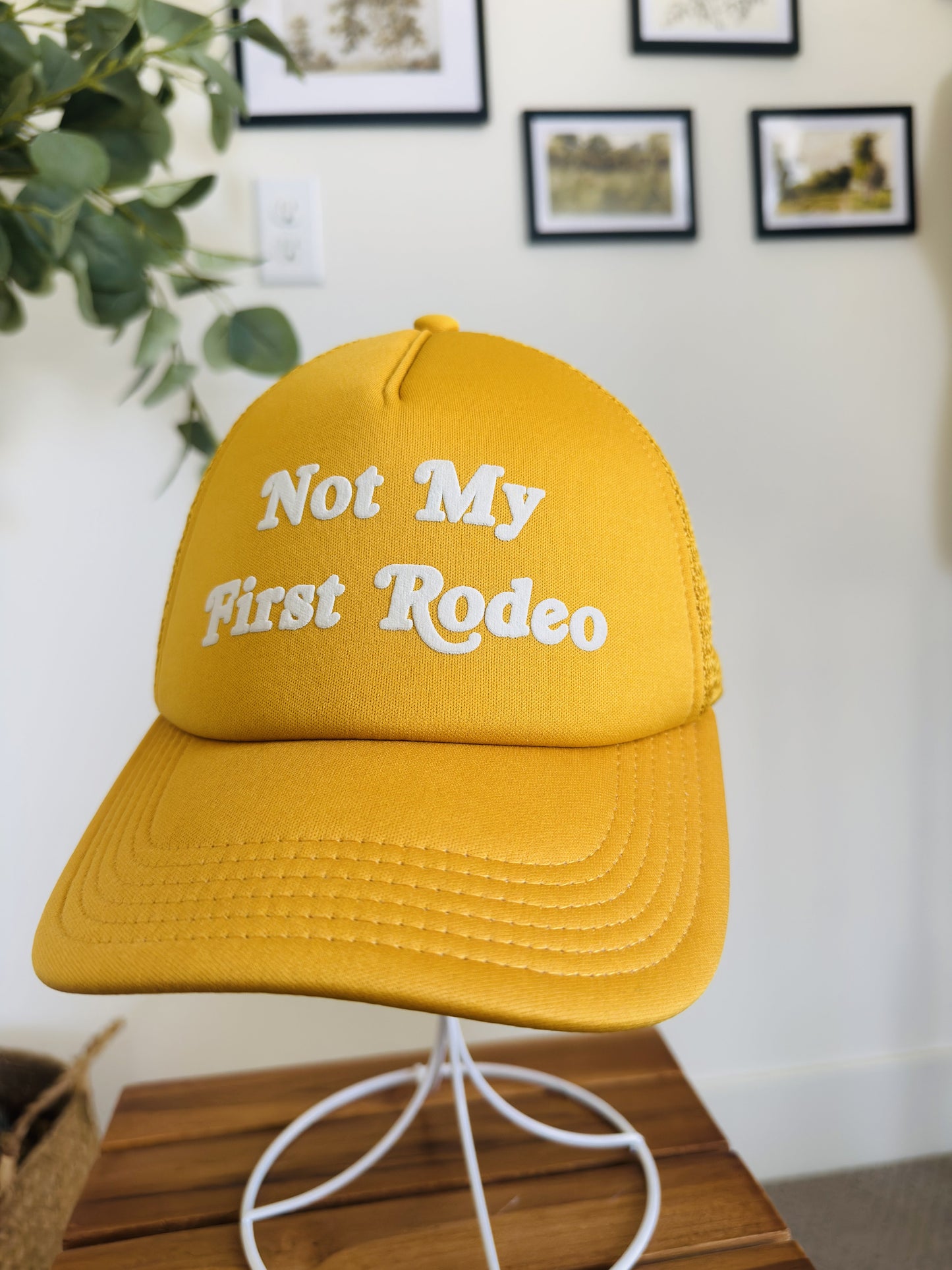 Mighty Fine "Not My First Rodeo" Yellow Trucker Hat