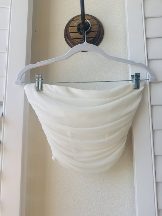 Emprada White Mesh Ruched Strapless Tube Top - Size L