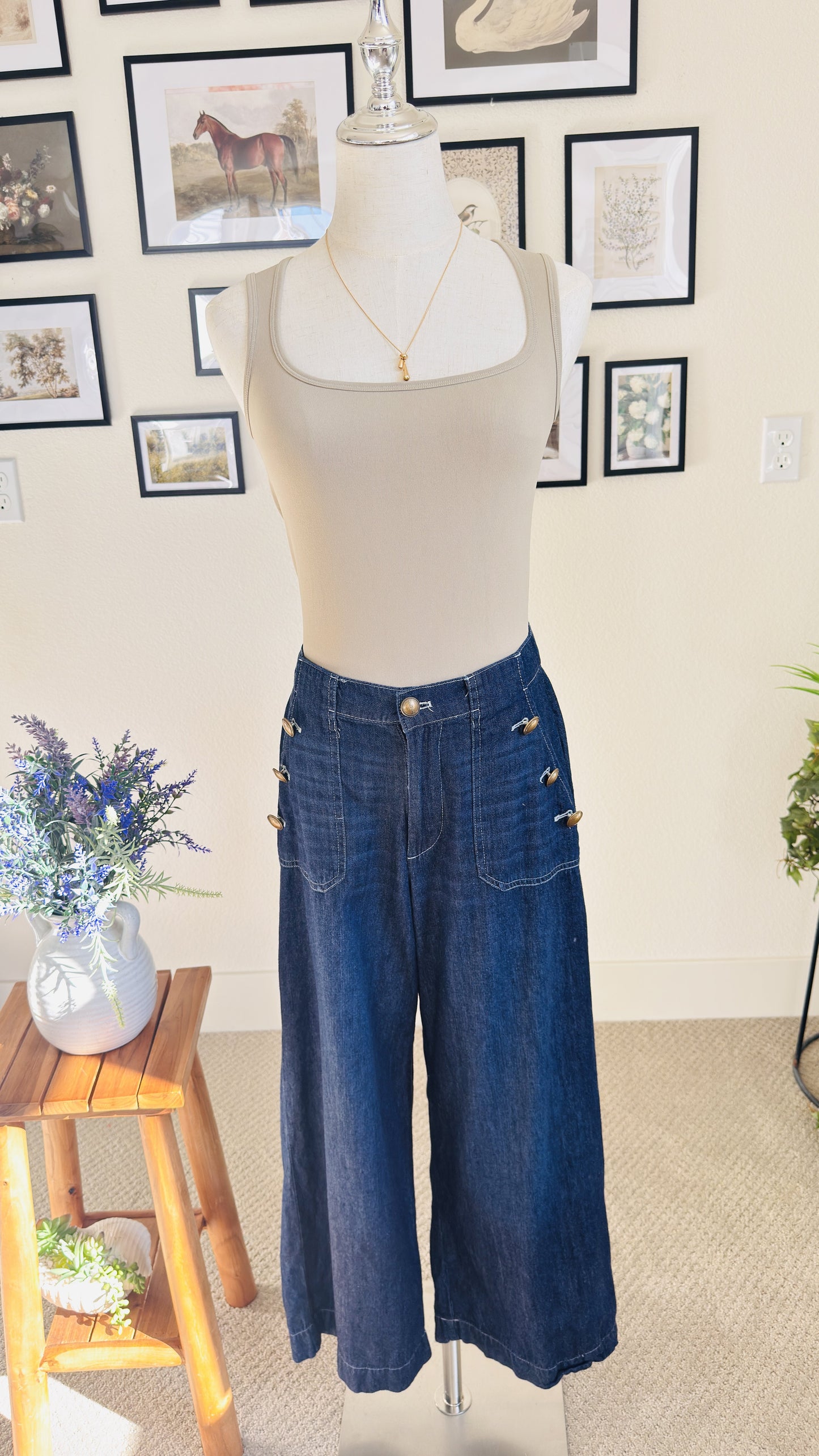 Nautica Jeans Wide Leg Sailor Denim Pants Size 6