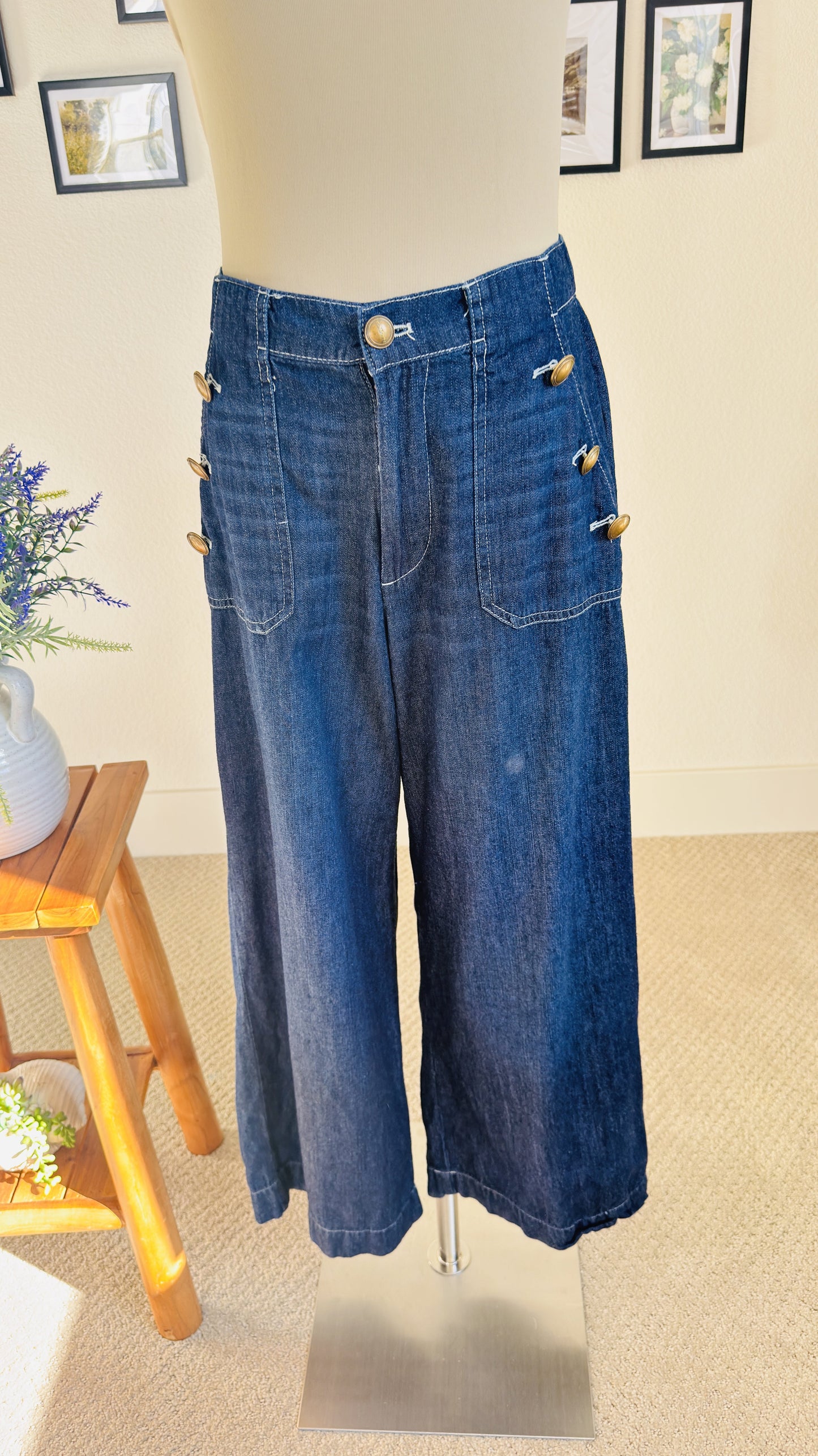 Nautica Jeans Wide Leg Sailor Denim Pants Size 6