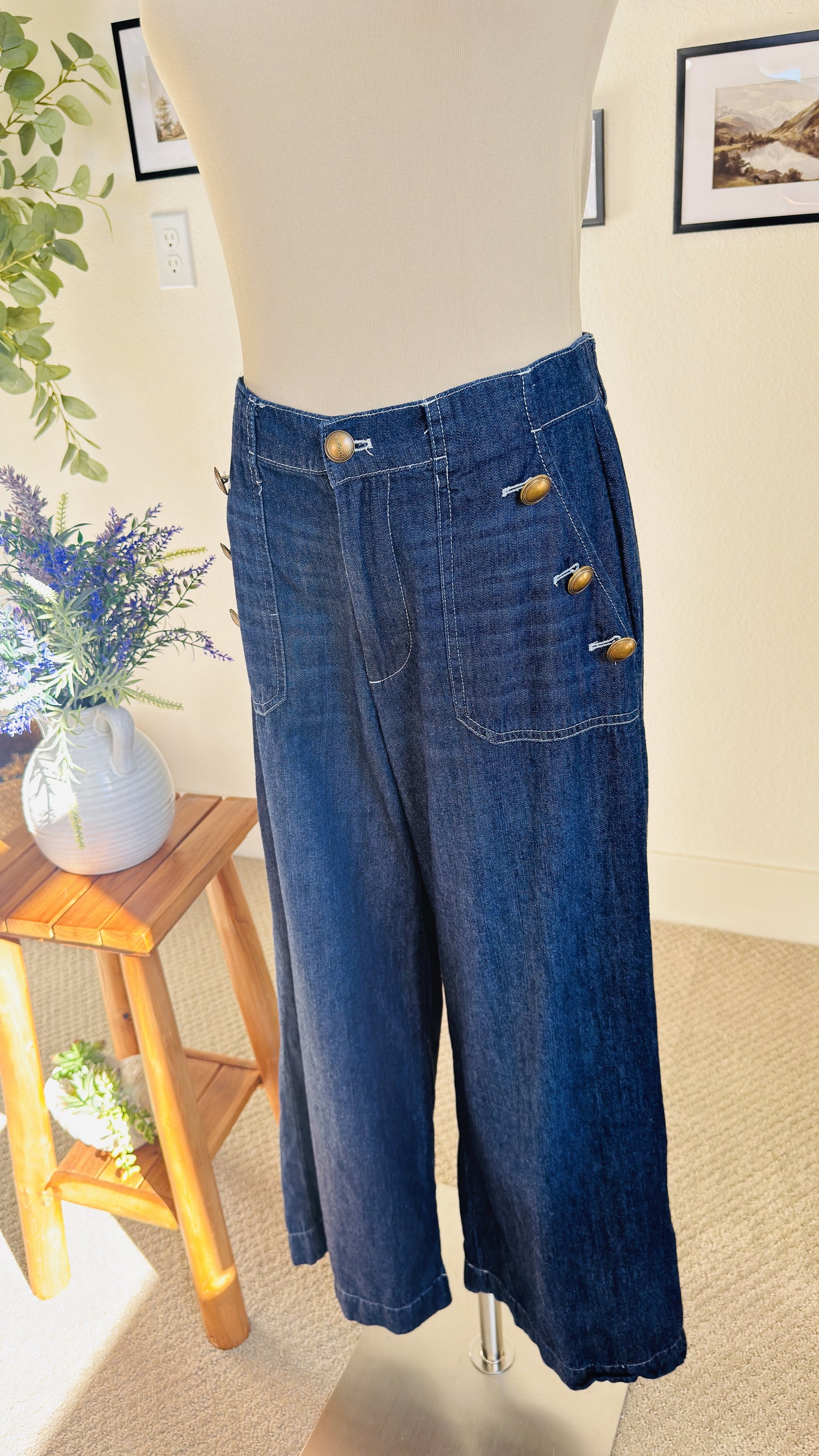 Nautica Jeans Wide Leg Sailor Denim Pants Size 6