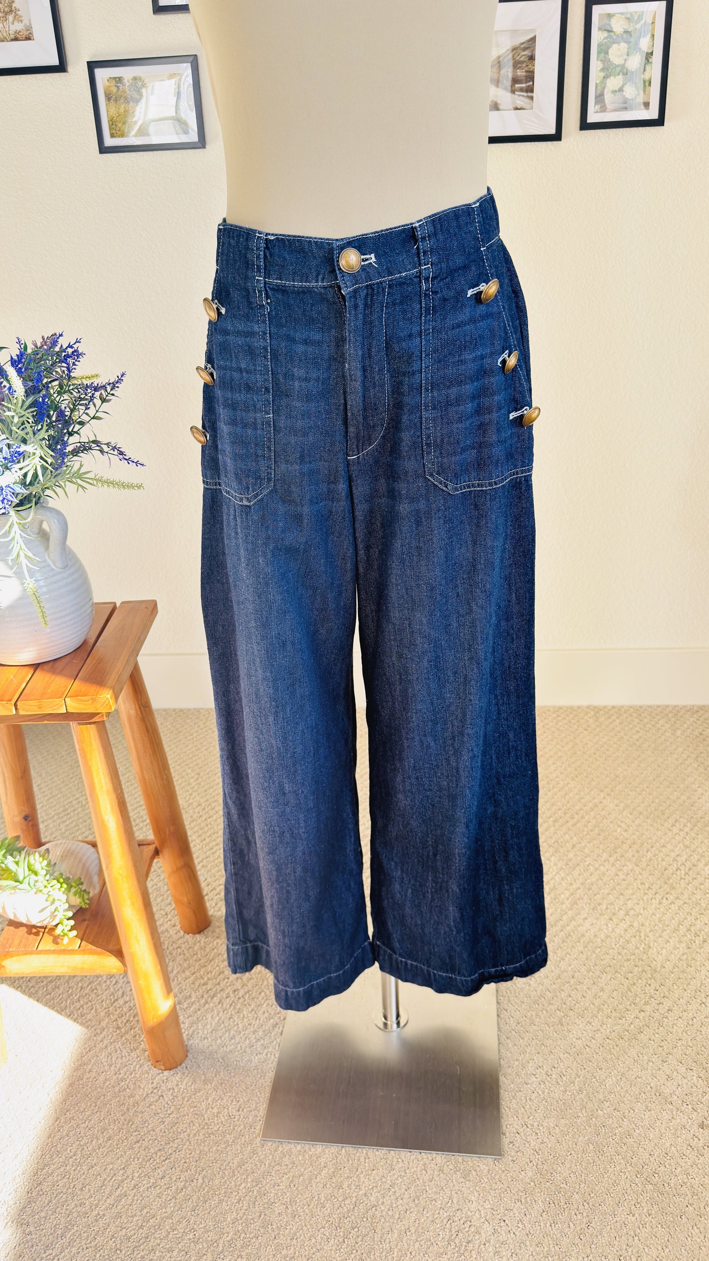 Nautica Jeans Wide Leg Sailor Denim Pants Size 6