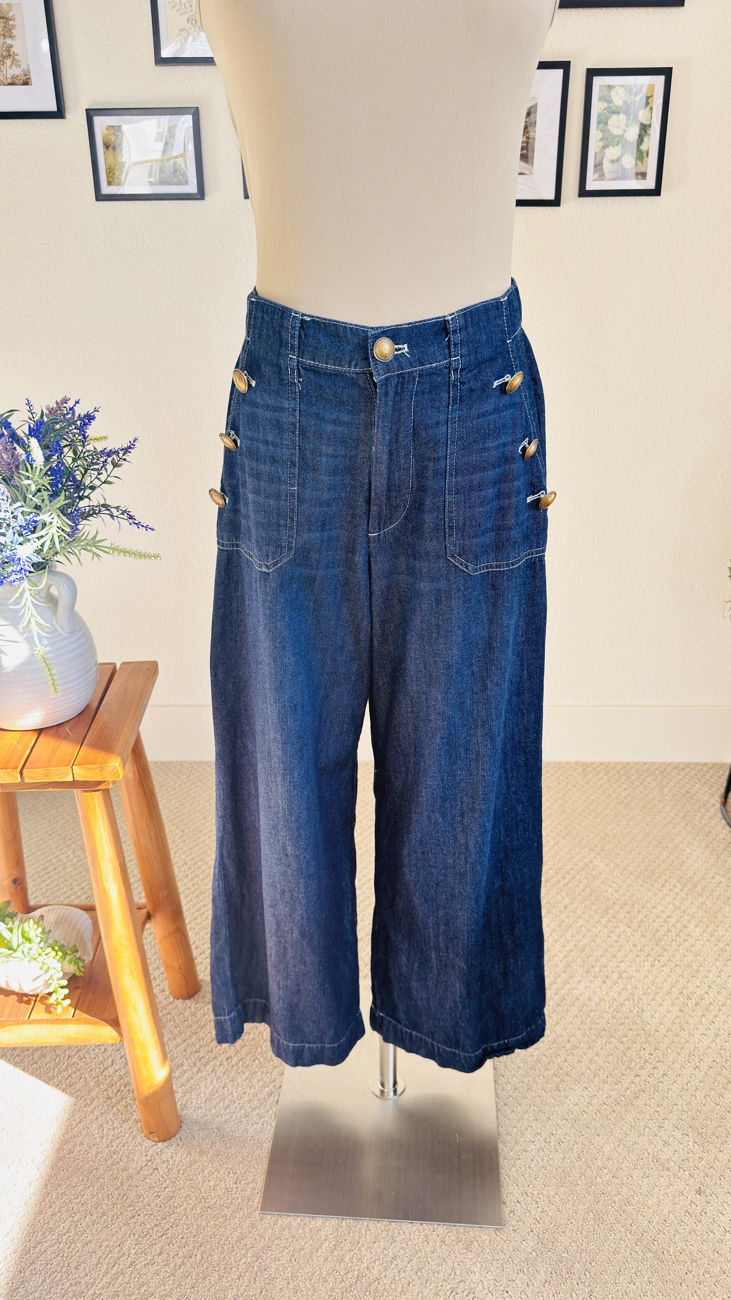 Nautica Jeans Wide Leg Sailor Denim Pants Size 6