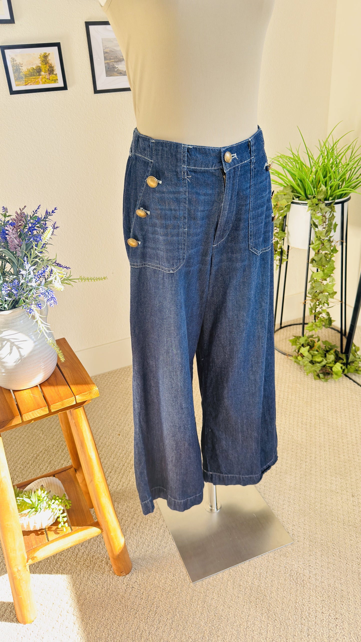 Nautica Jeans Wide Leg Sailor Denim Pants Size 6