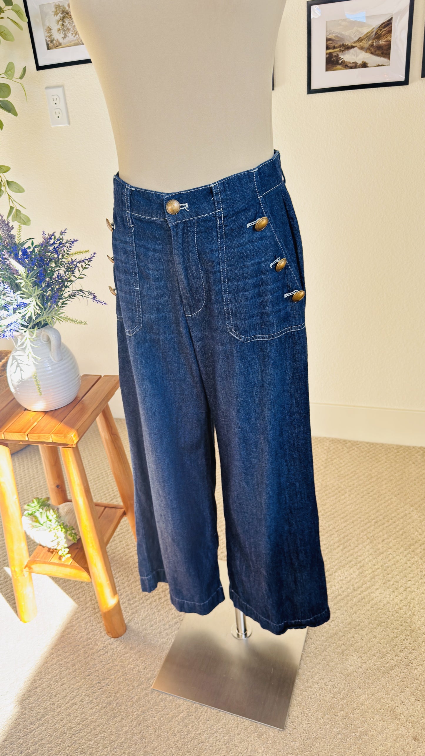 Nautica Jeans Wide Leg Sailor Denim Pants Size 6