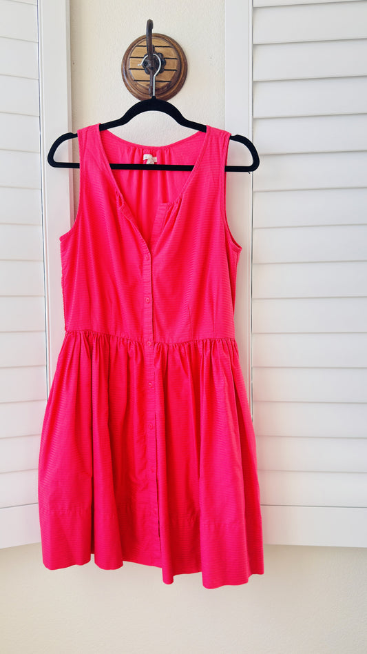 Gap Hot Pink Sleeveless Button-Front Cotton Dress Size 6