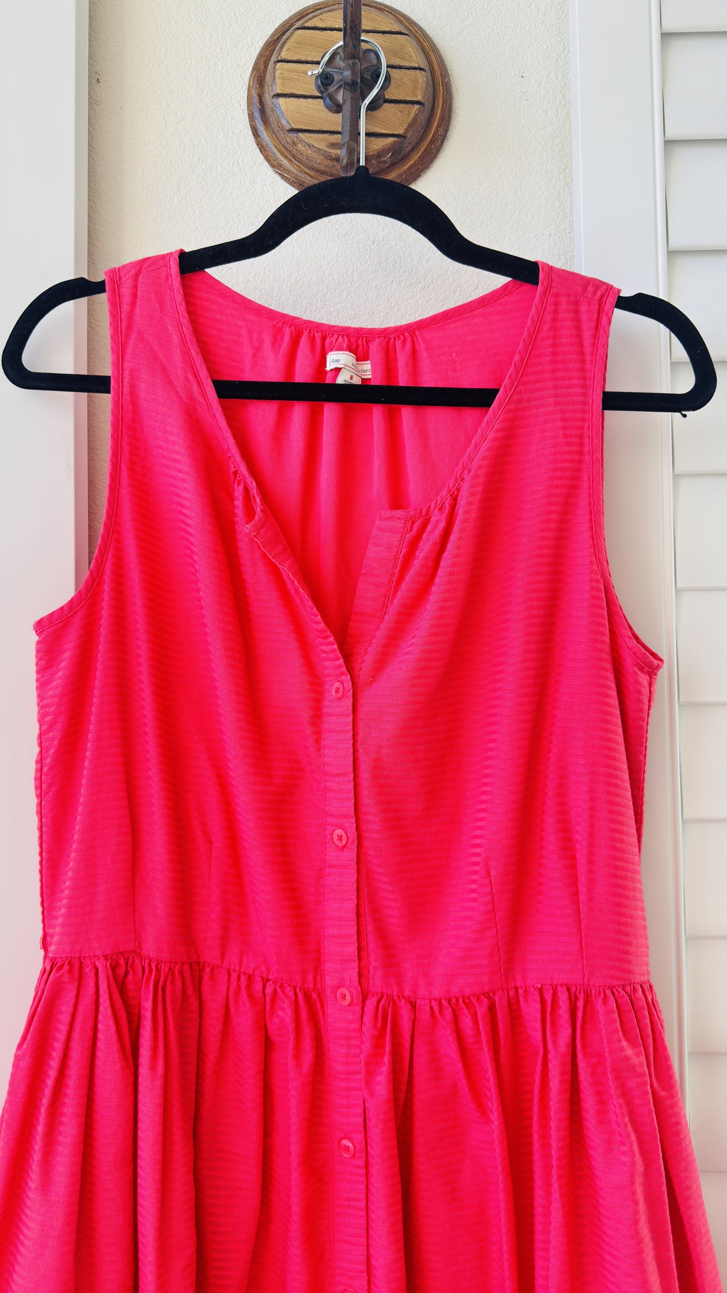 Gap Hot Pink Sleeveless Button-Front Cotton Dress Size 6