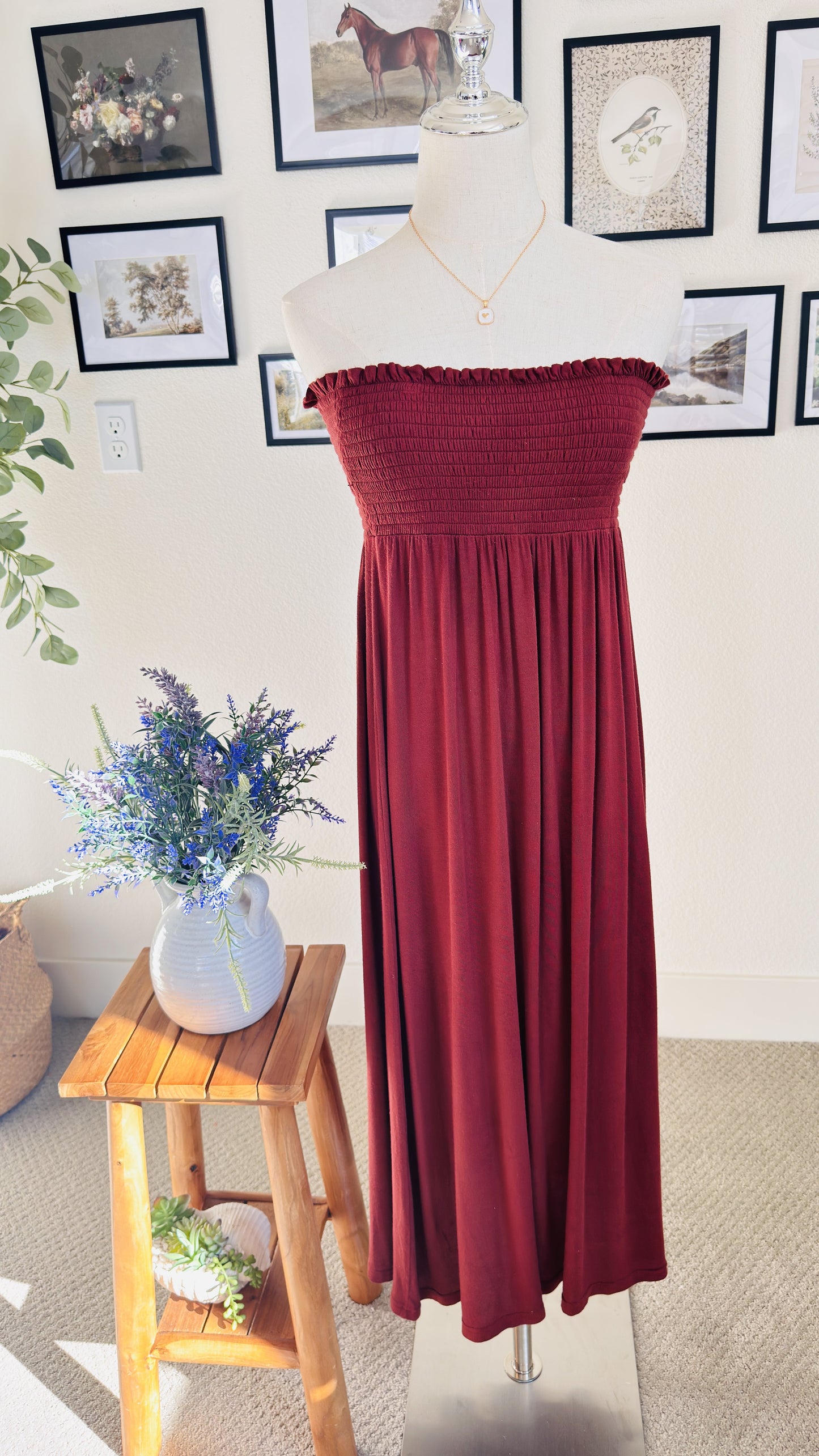 GAP Red Smocked Strapless Maxi Dress Size 8