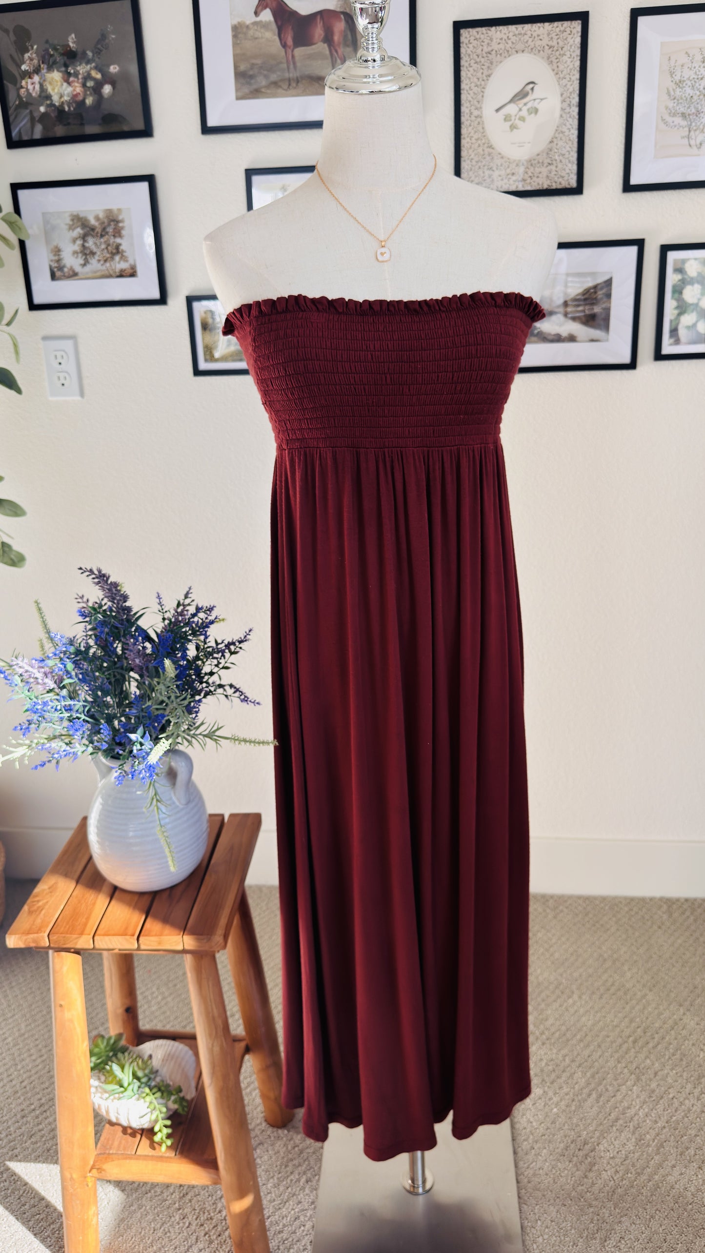 GAP Red Smocked Strapless Maxi Dress Size 8