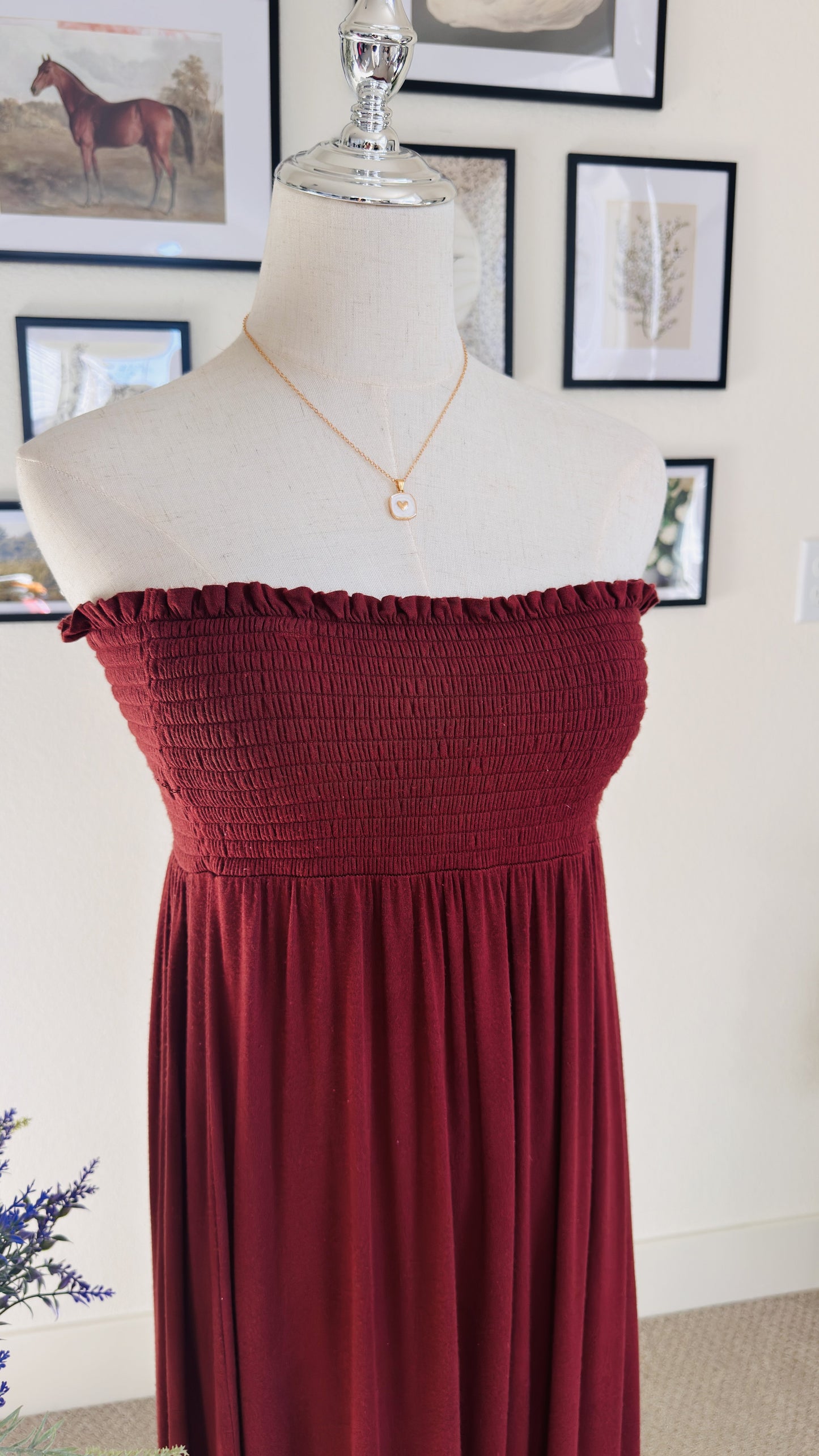 GAP Red Smocked Strapless Maxi Dress Size 8