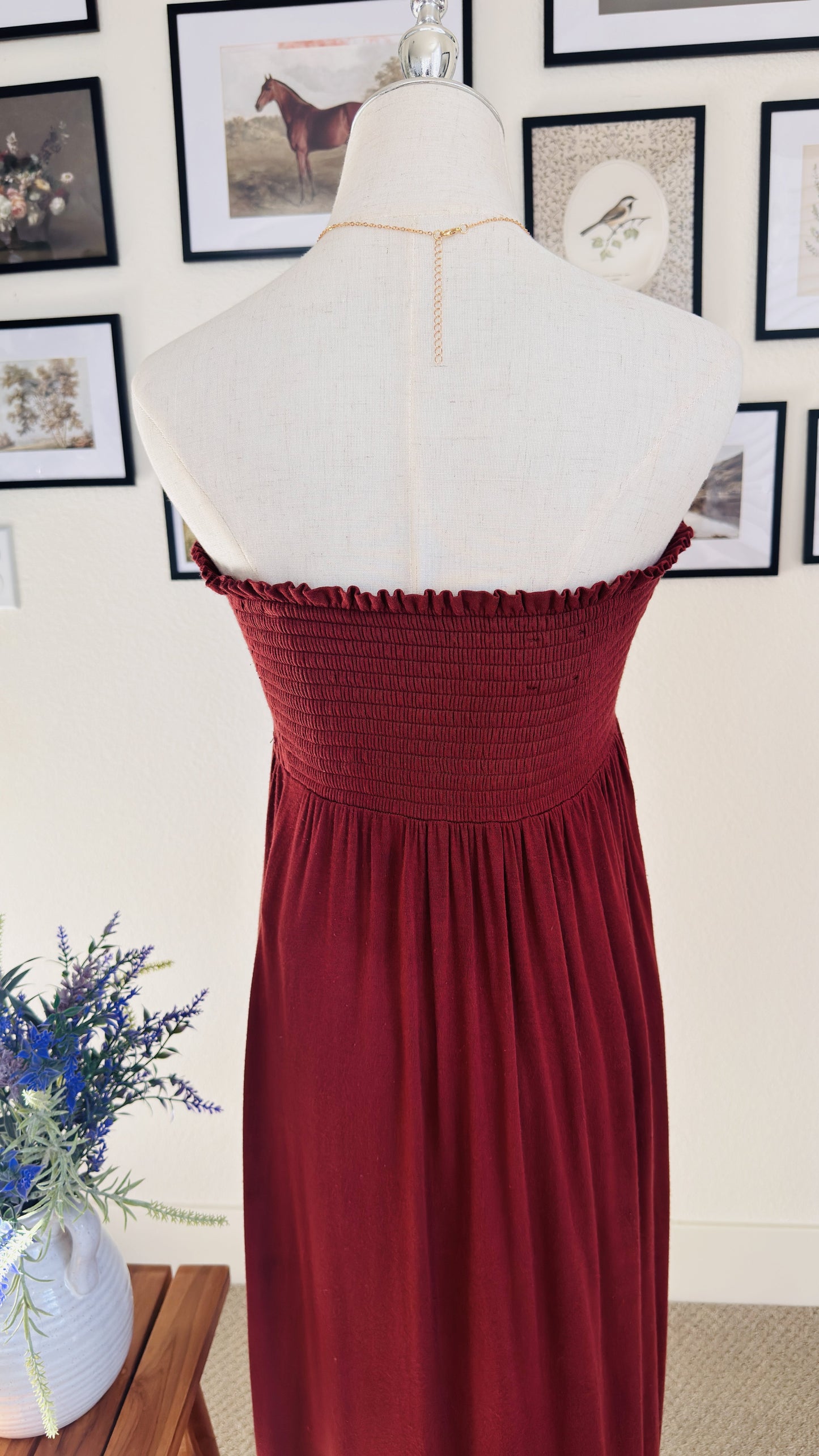 GAP Red Smocked Strapless Maxi Dress Size 8