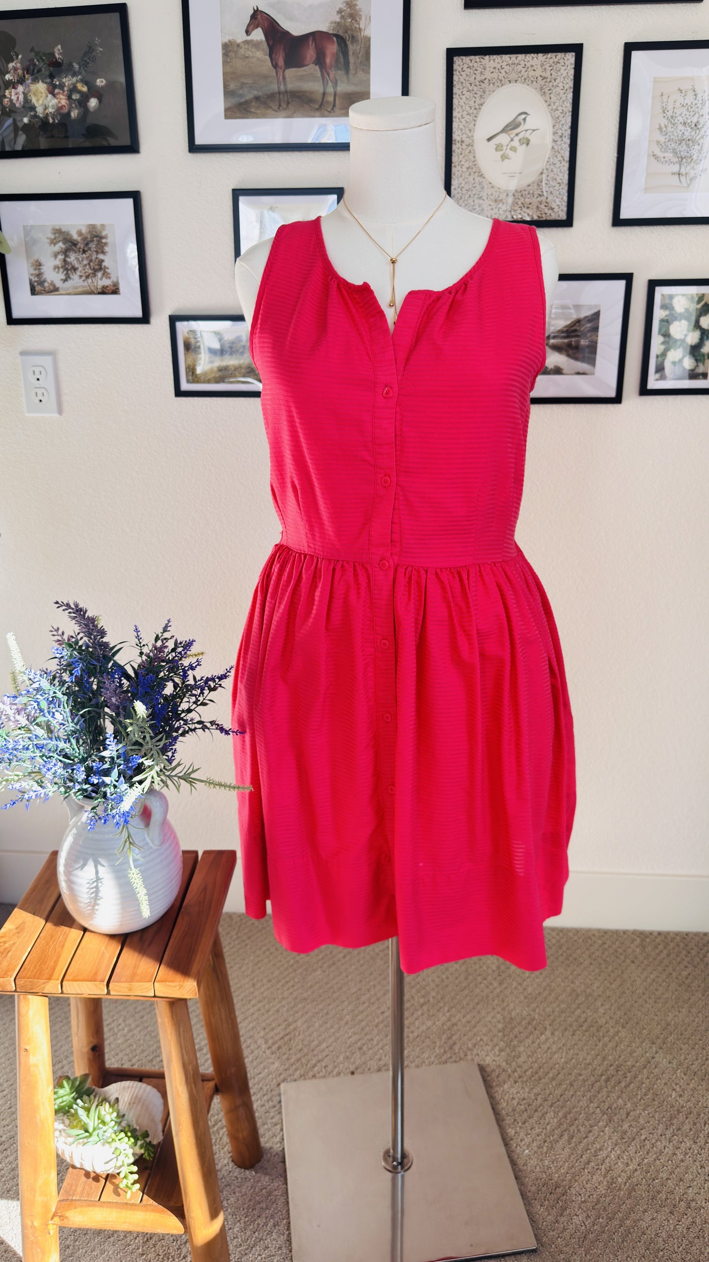 Gap Hot Pink Sleeveless Button-Front Cotton Dress Size 6