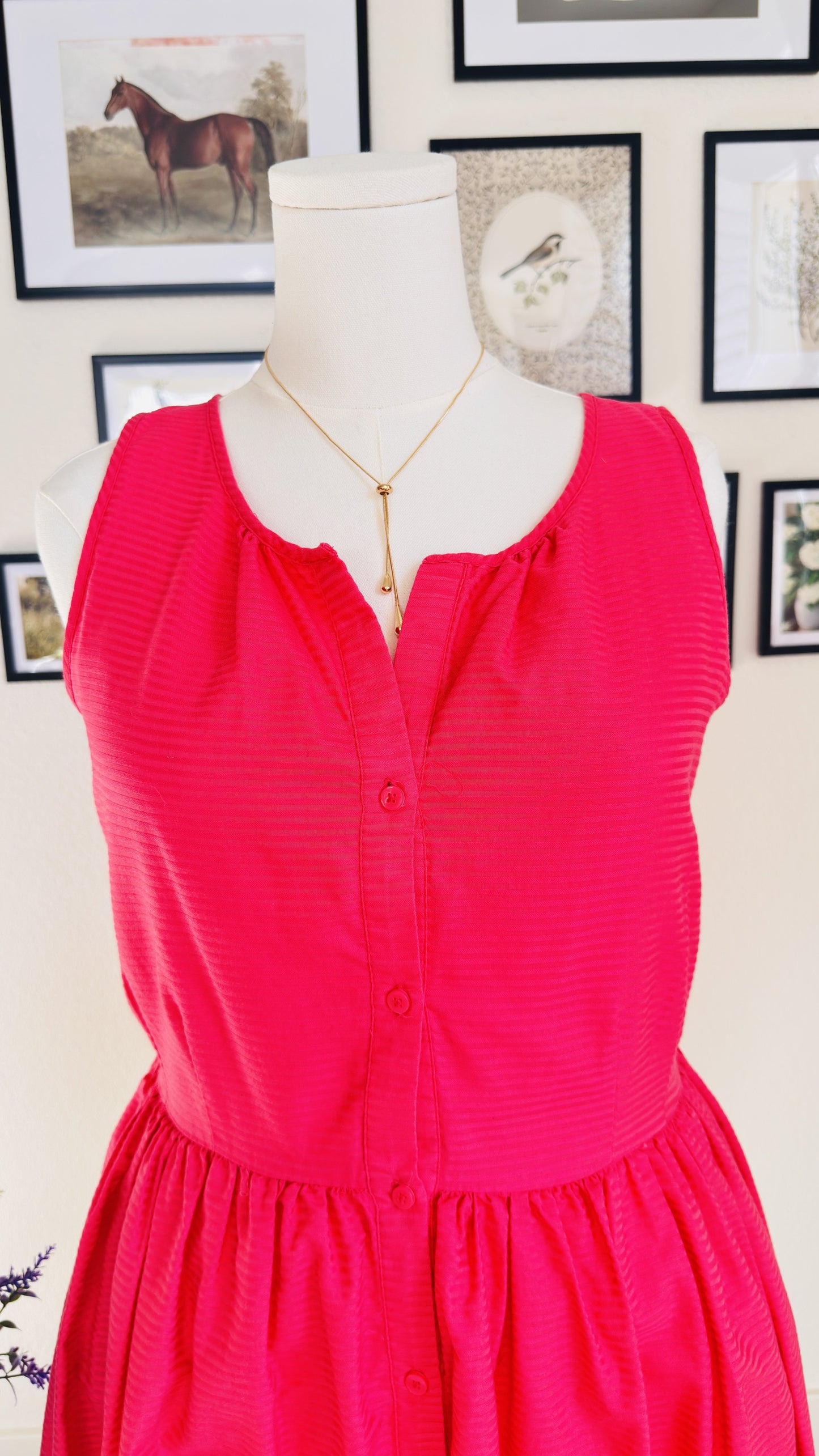 Gap Hot Pink Sleeveless Button-Front Cotton Dress Size 6