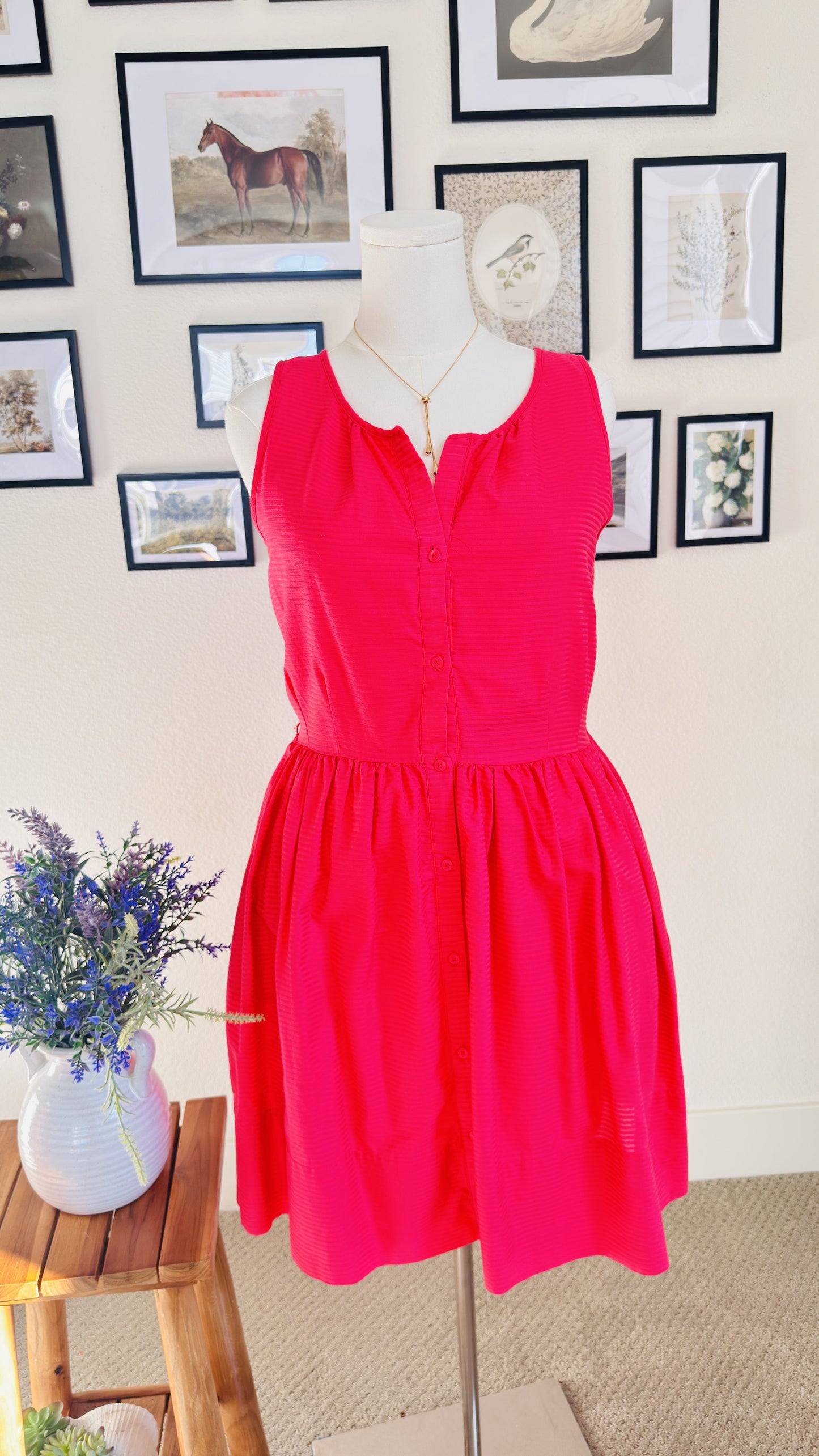 Gap Hot Pink Sleeveless Button-Front Cotton Dress Size 6