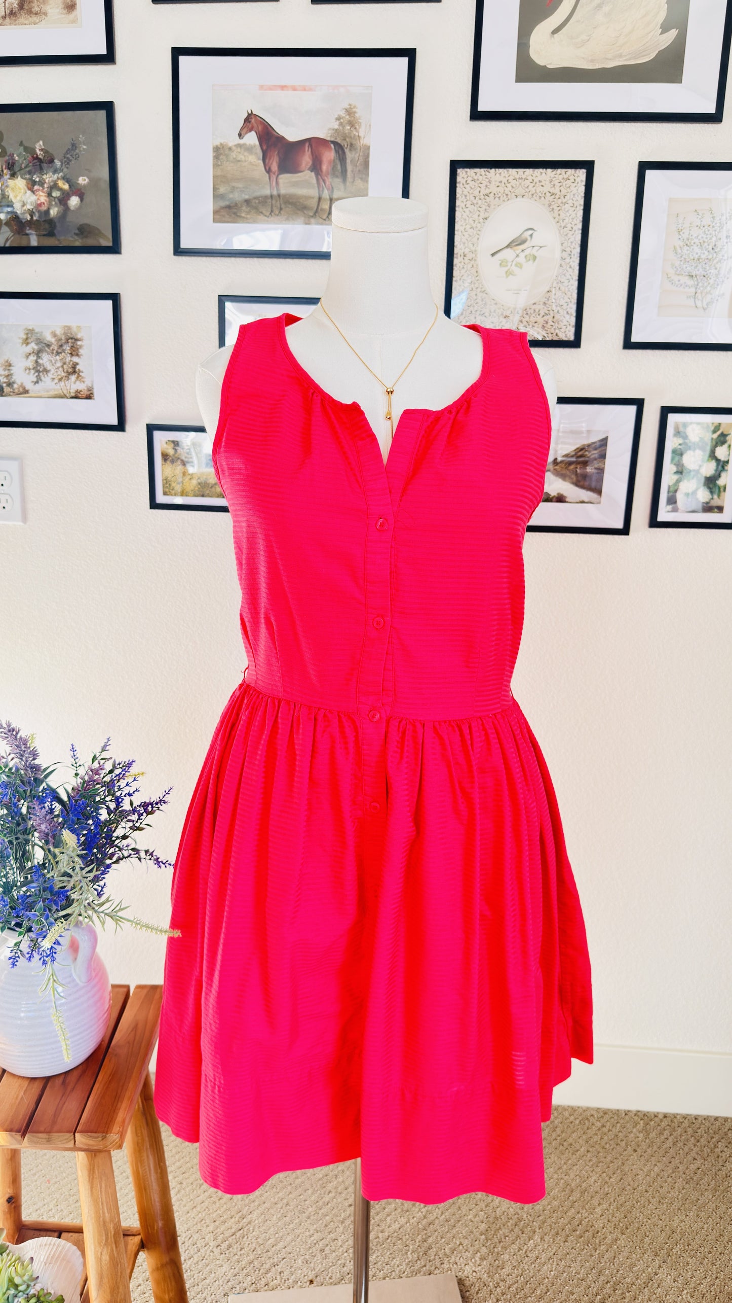 Gap Hot Pink Sleeveless Button-Front Cotton Dress Size 6