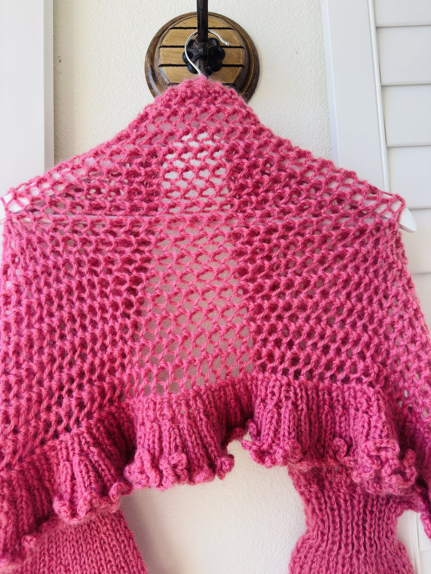 Handmade Fuchsia Pink Open Knit Shrug Bolero - Size One Size