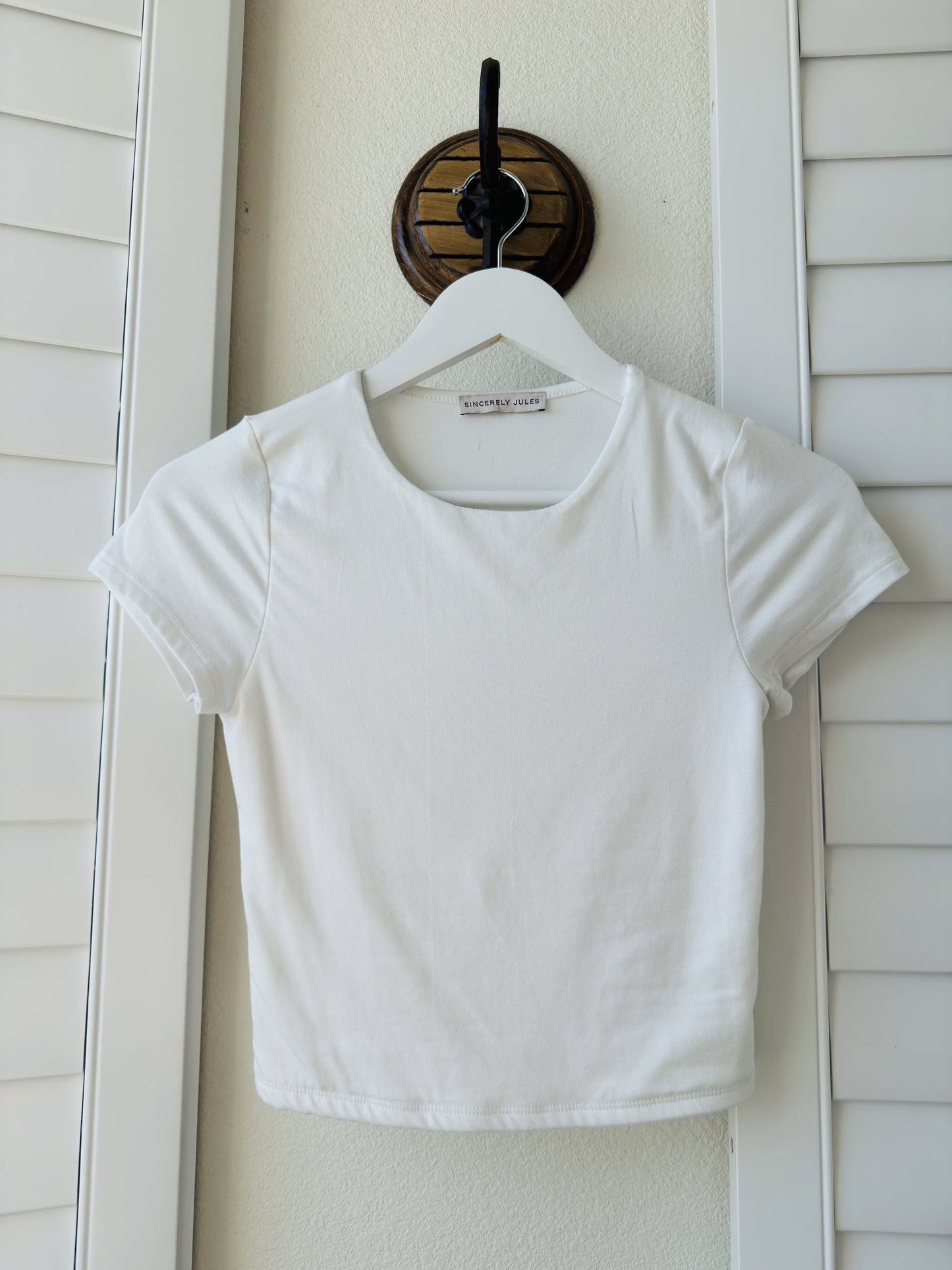 Sincerely Jules White Short Sleeve Crew Neck Tee - Size S