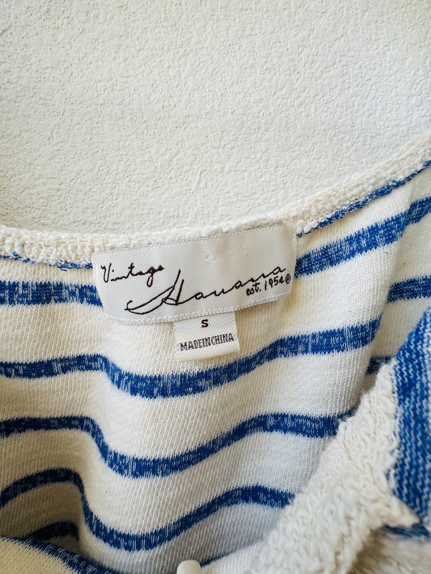 Vintage Havana Striped Cropped Terry Knit Top - Size S