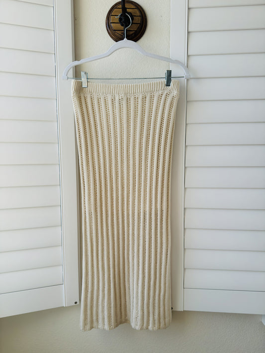 Freshman 1996 Cream Open Knit Midi Skirt Size M