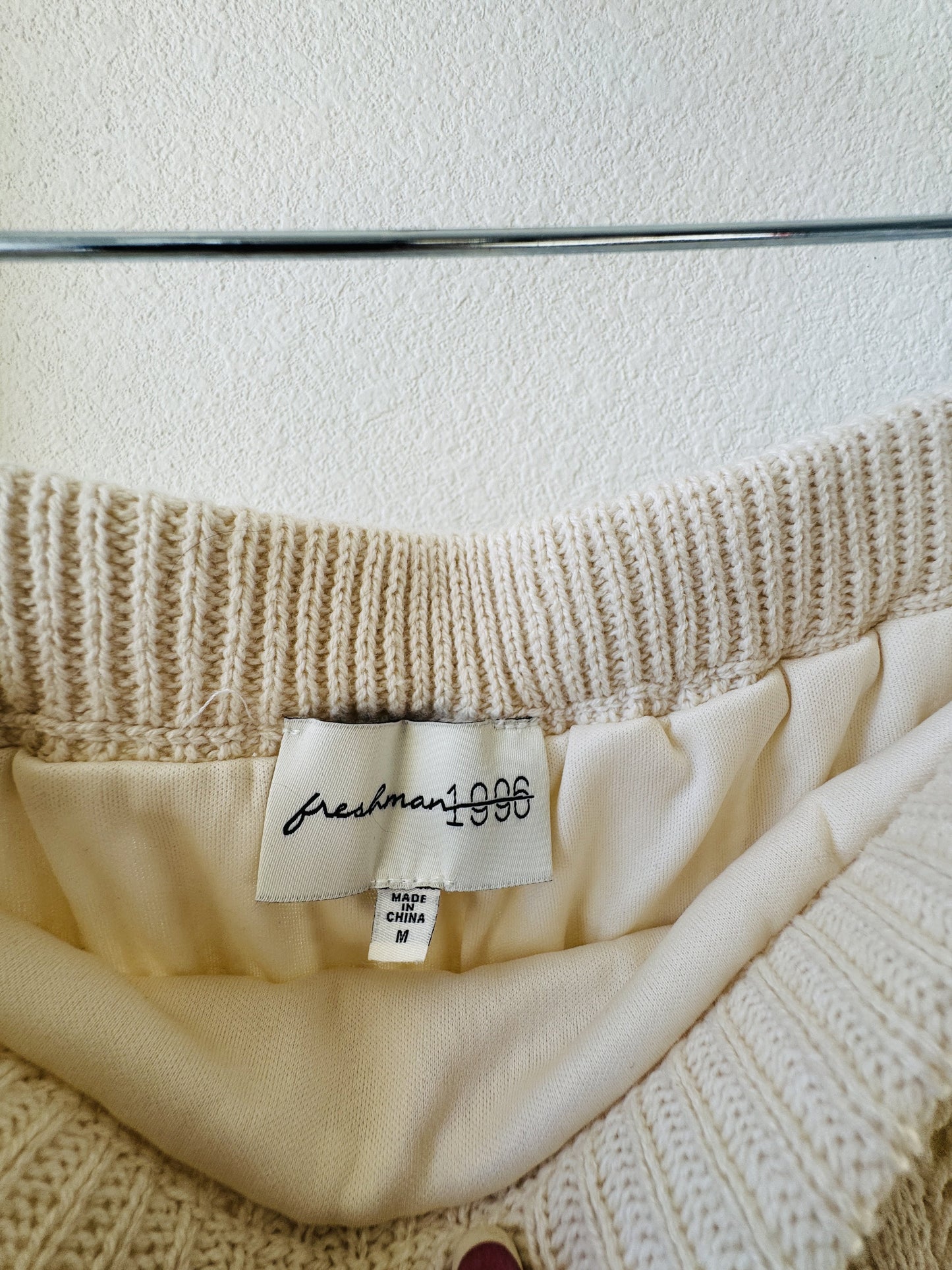 Freshman 1996 Cream Open Knit Ribbed Midi Skirt - Size M
