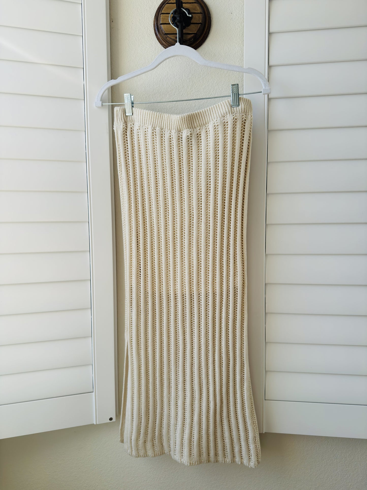 Freshman 1996 Cream Open Knit Midi Skirt Size M