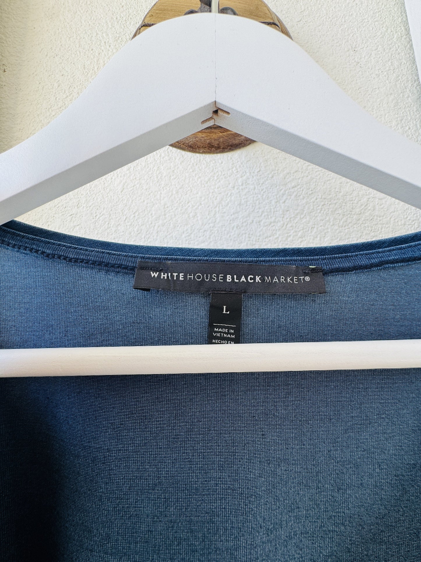 White House Black Market Blue V-Neck Dolman Sleeve Top - Size L