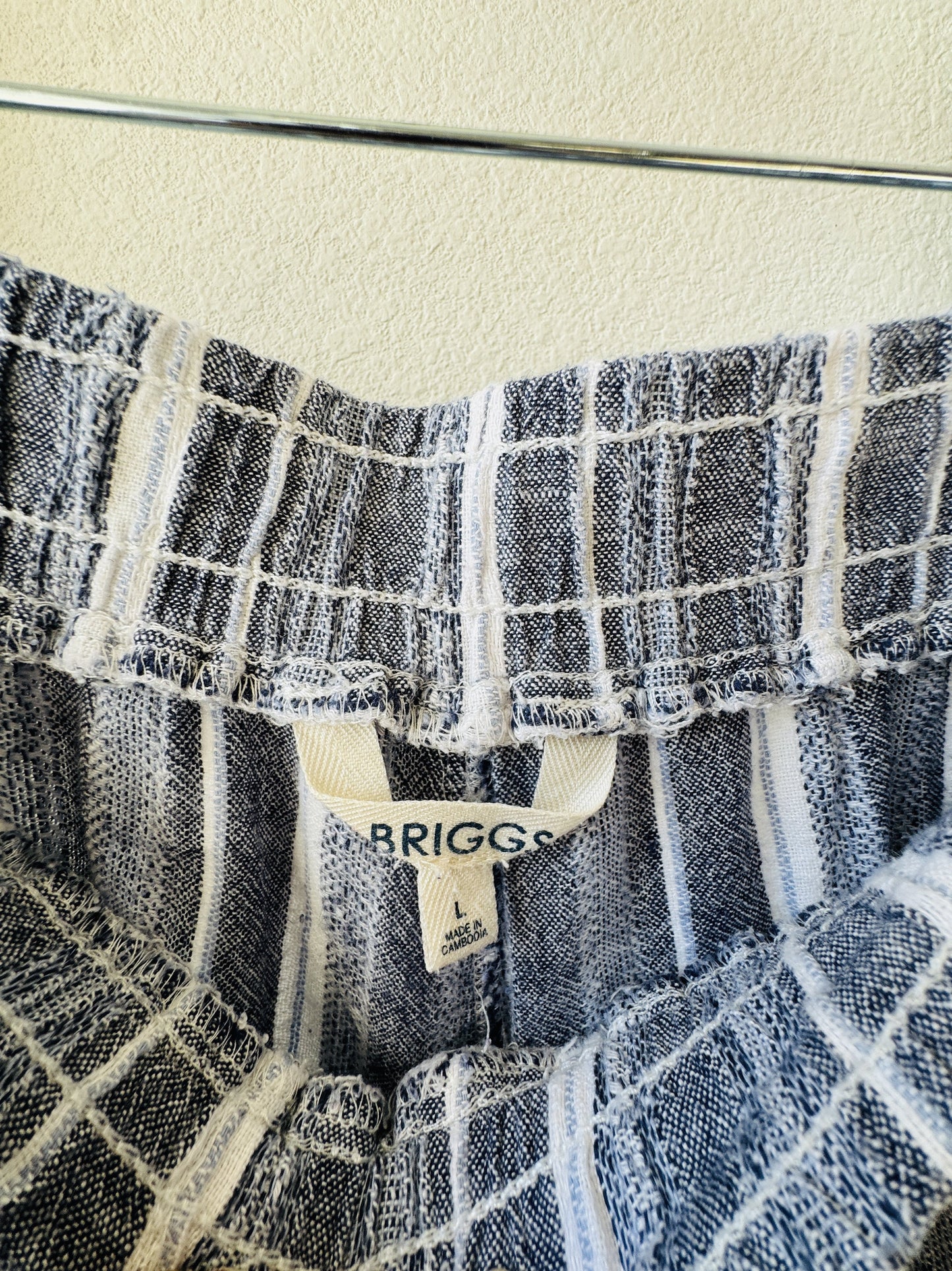 Briggs Blue and White Striped Linen Blend Wide Leg Pants Size L