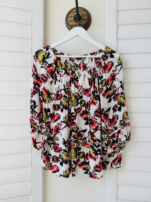 Rachael & Chloe Floral Peasant Blouse Size L