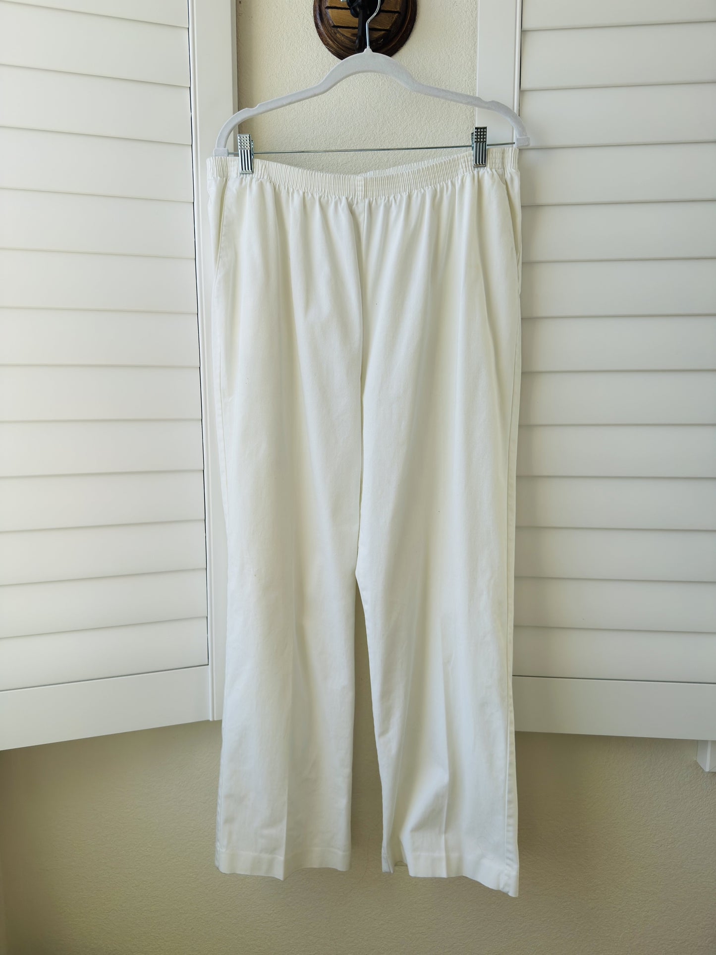 Alfred Dunner Woman Cream Elastic Waist Pants Size 18W