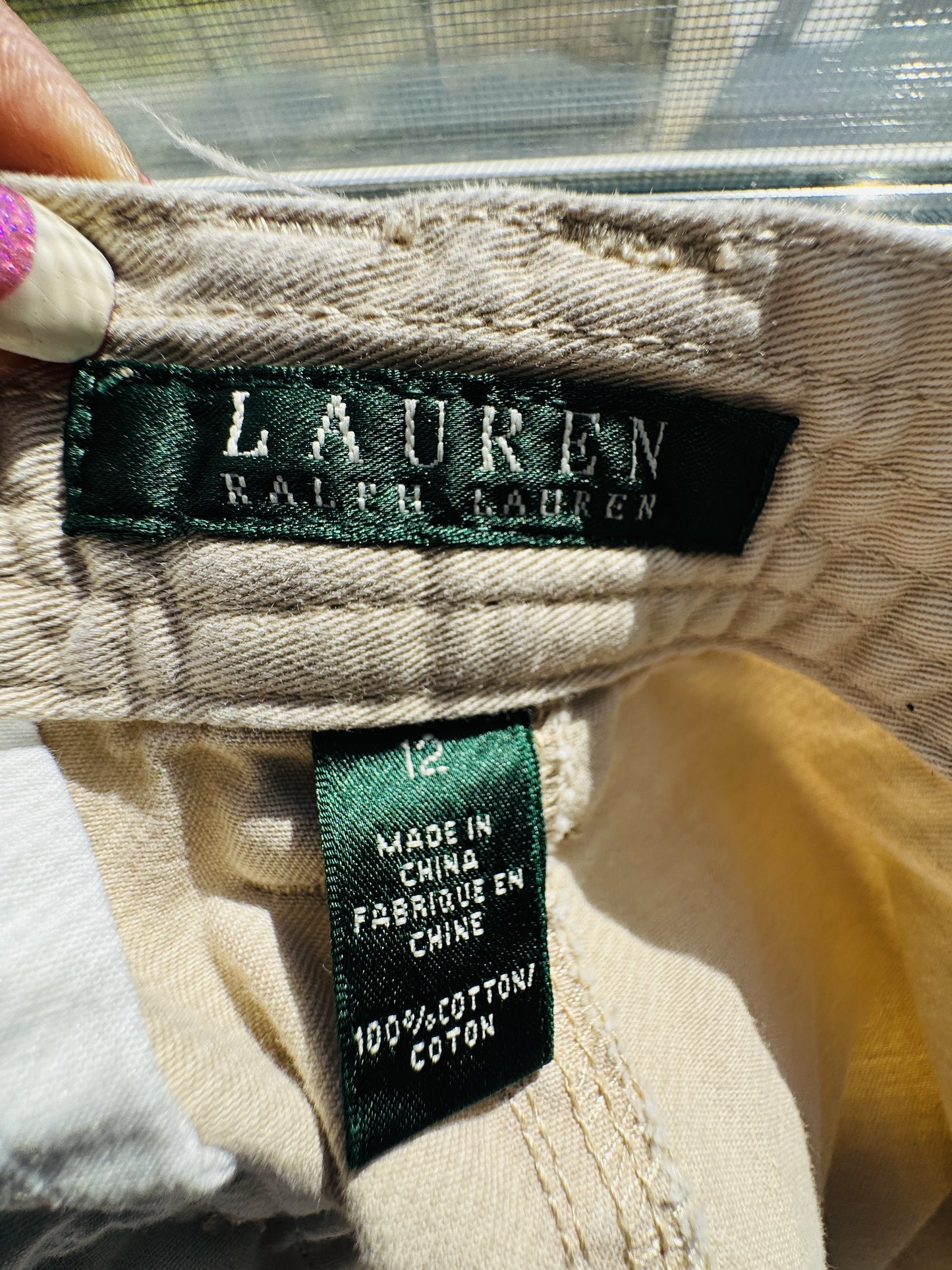 Lauren Ralph Lauren Beige Utility Chino Shorts Size 12