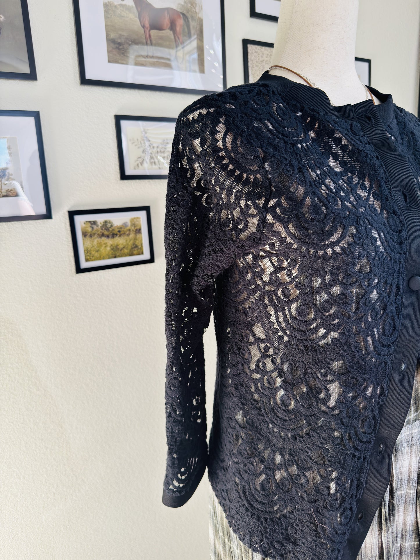 Banana Republic Black Lace Button-Front Cardigan Size S