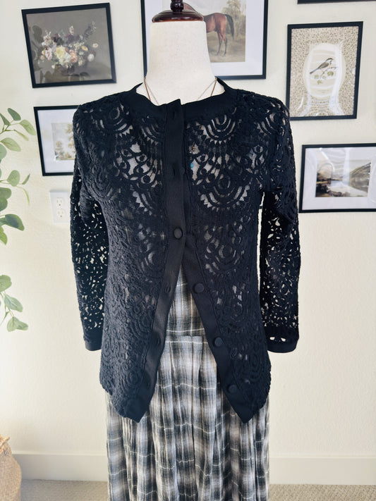 Banana Republic Black Lace Button-Front Cardigan Size S