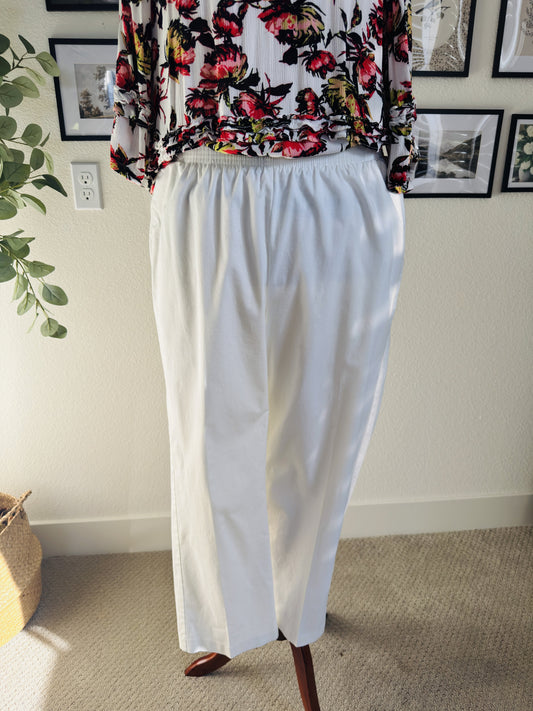 Alfred Dunner Woman Cream Elastic Waist Pants Size 18W