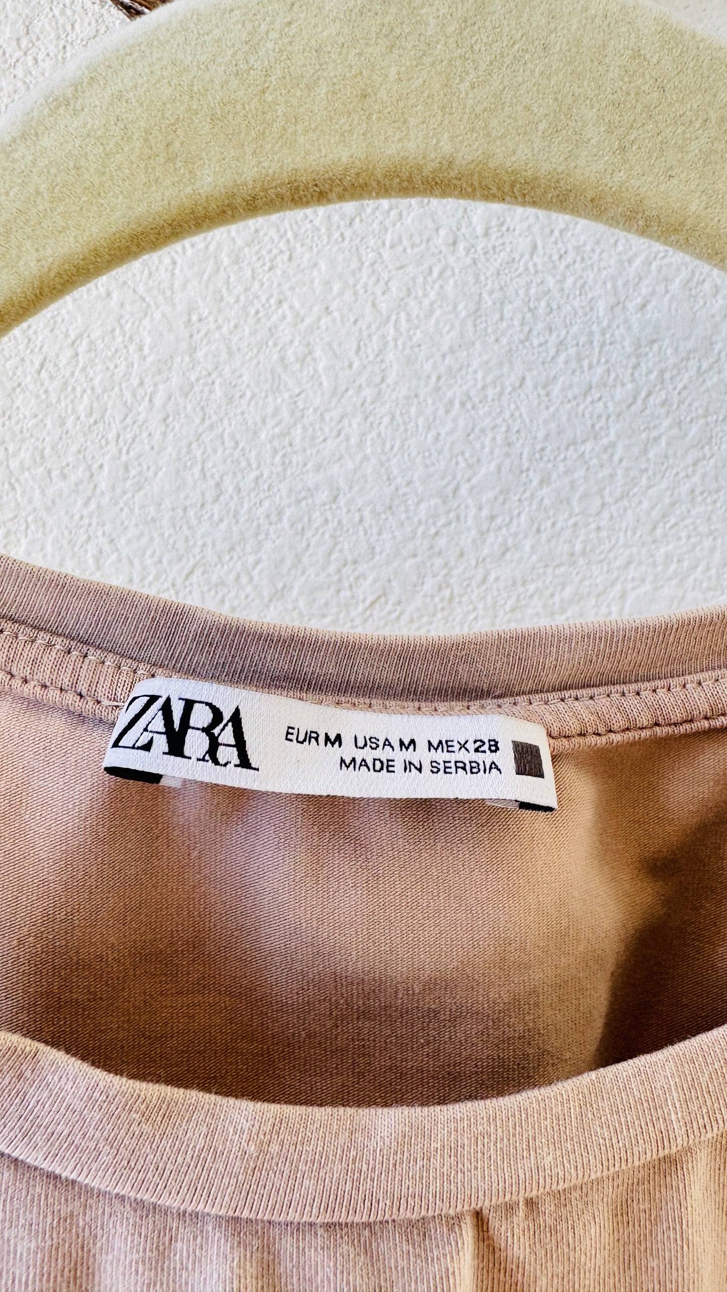 ZARA Beige Ribbed High Neck Crop Tank Top - Size M