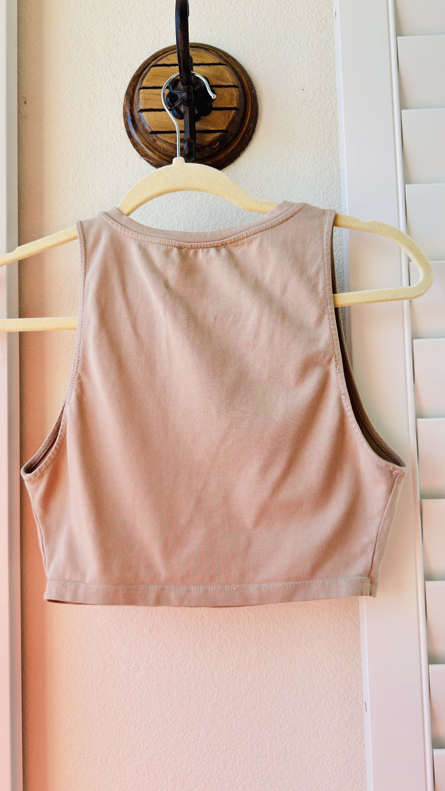 ZARA Beige Ribbed High Neck Crop Tank Top - Size M