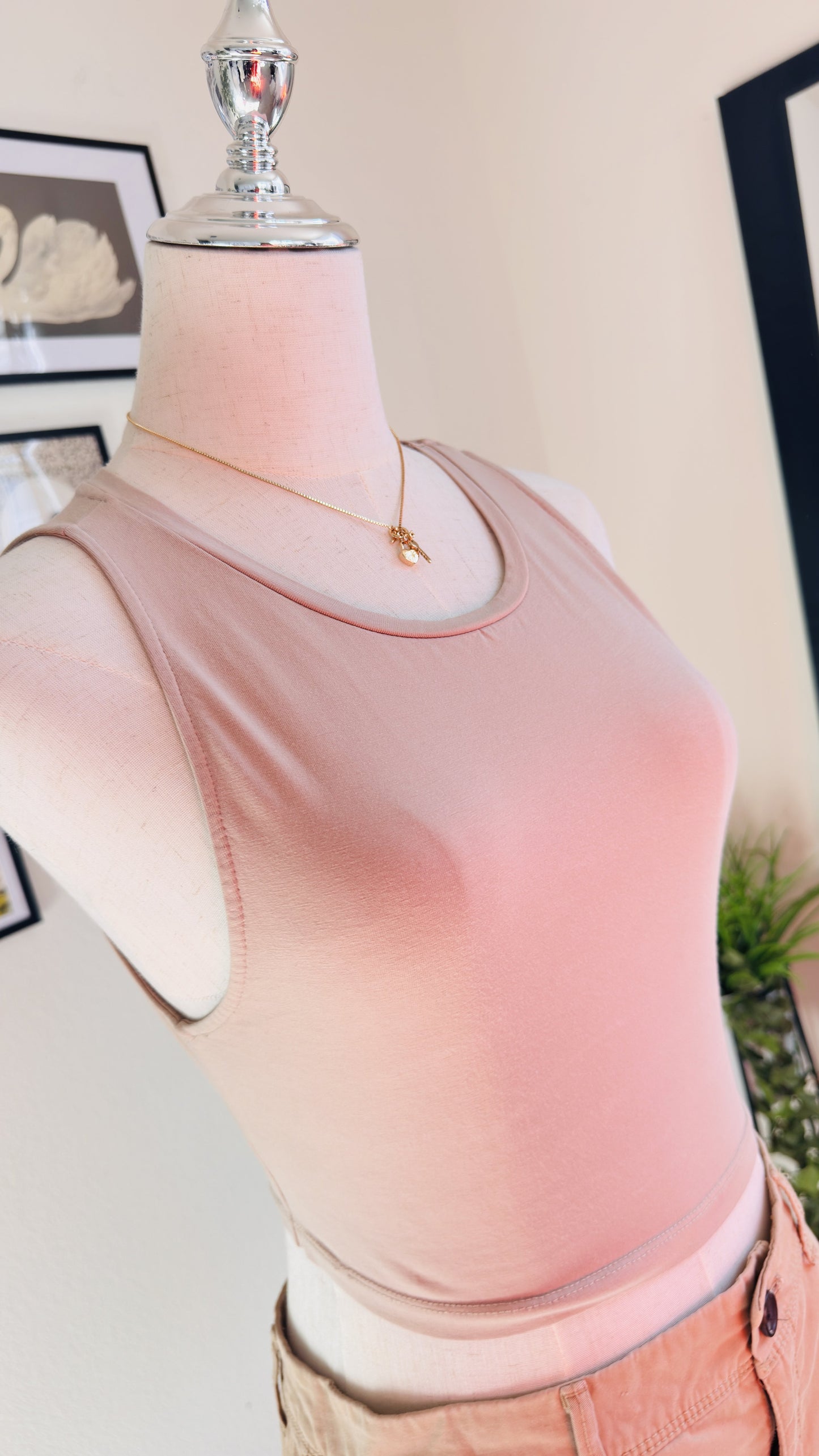 ZARA Beige Ribbed High Neck Crop Tank Top - Size M