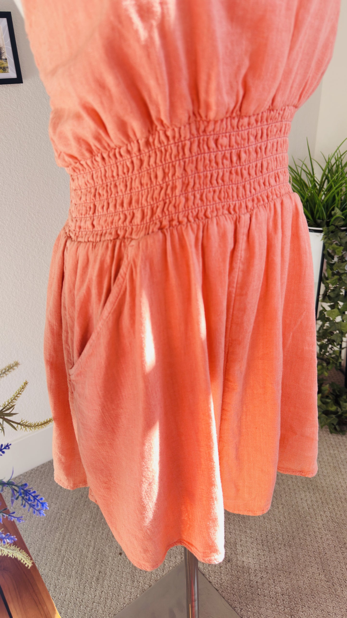 American Eagle Linen-Blend Halter Neck Romper - Size M