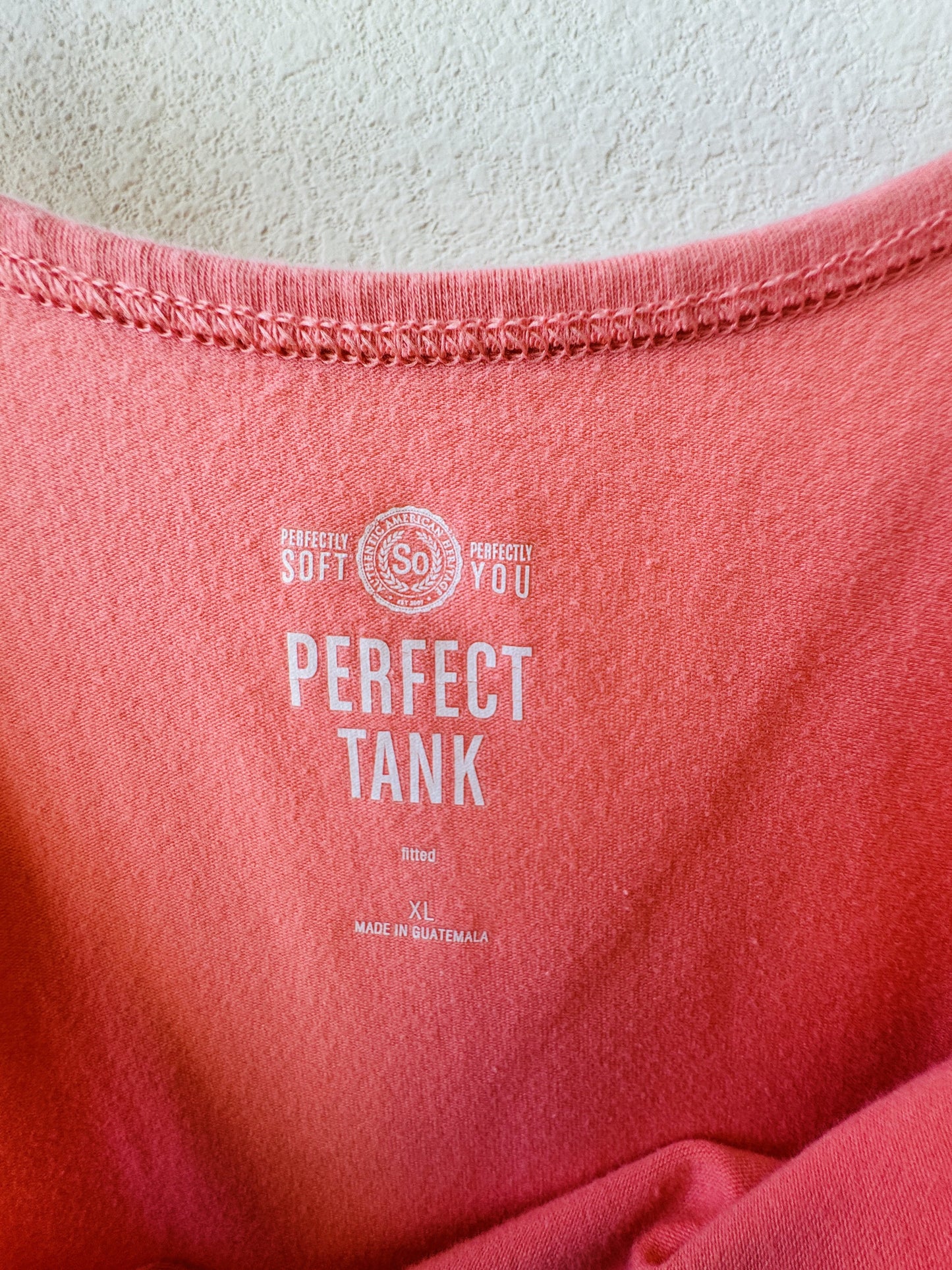SO Perfectly Soft Fitted Tank Top in Coral Pink - Size XL