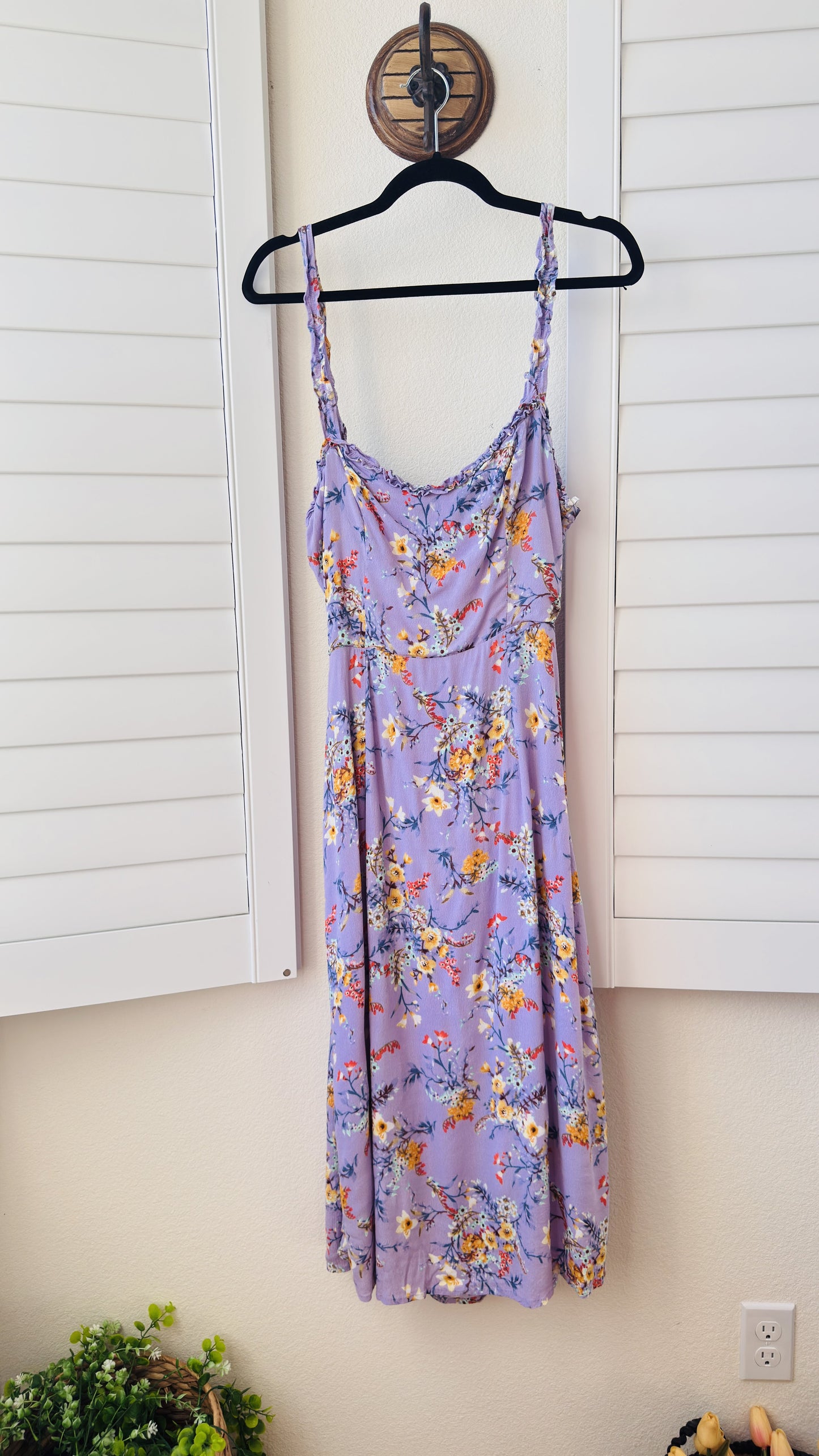 Lulus Purple Floral Print Tie-Back Maxi Dress Size L